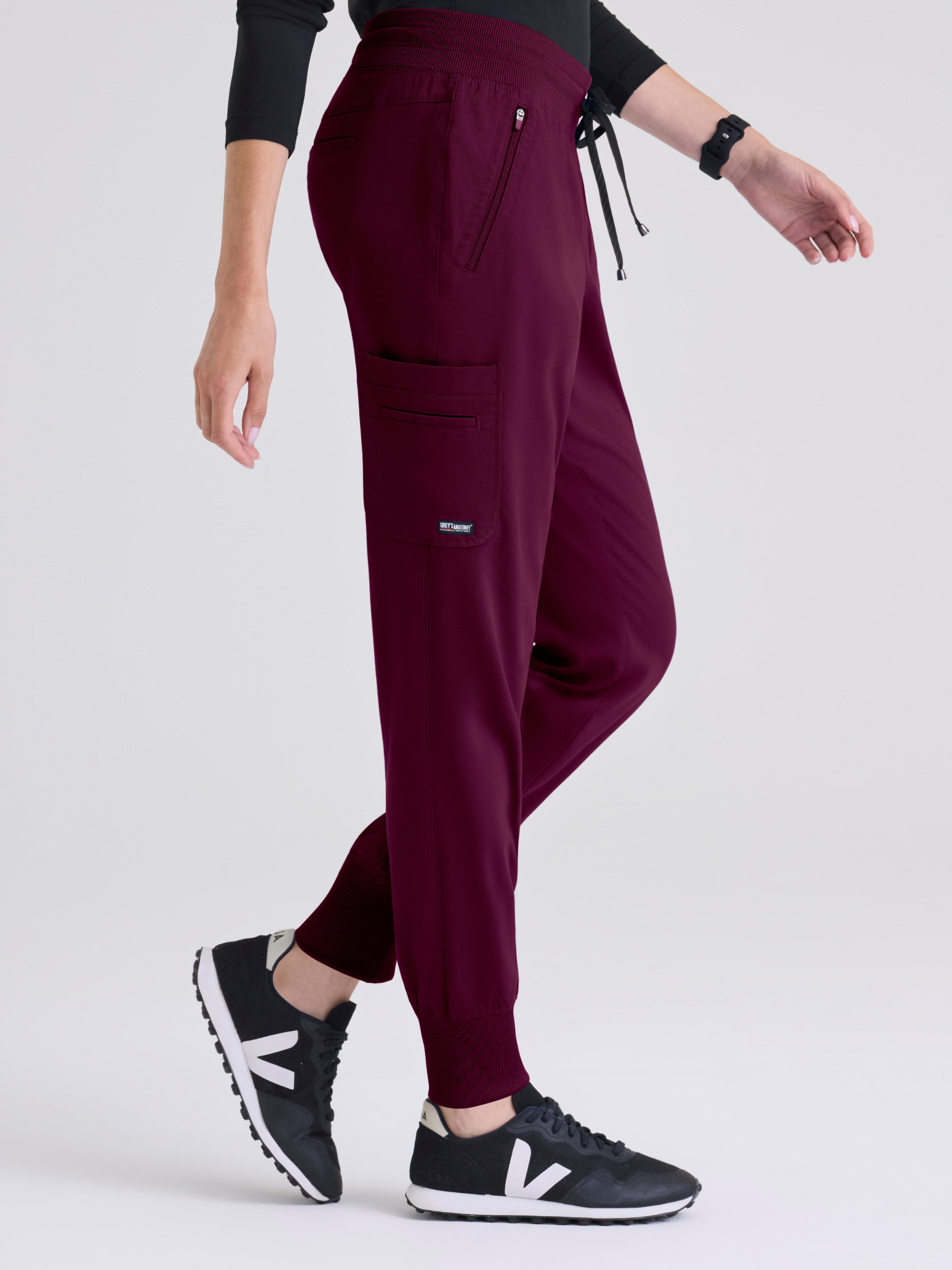 Eden 5-Pocket Mid-Rise Jogger Scrub Pant Grey's Anatomy™ by BARCO® Spandex Stretch