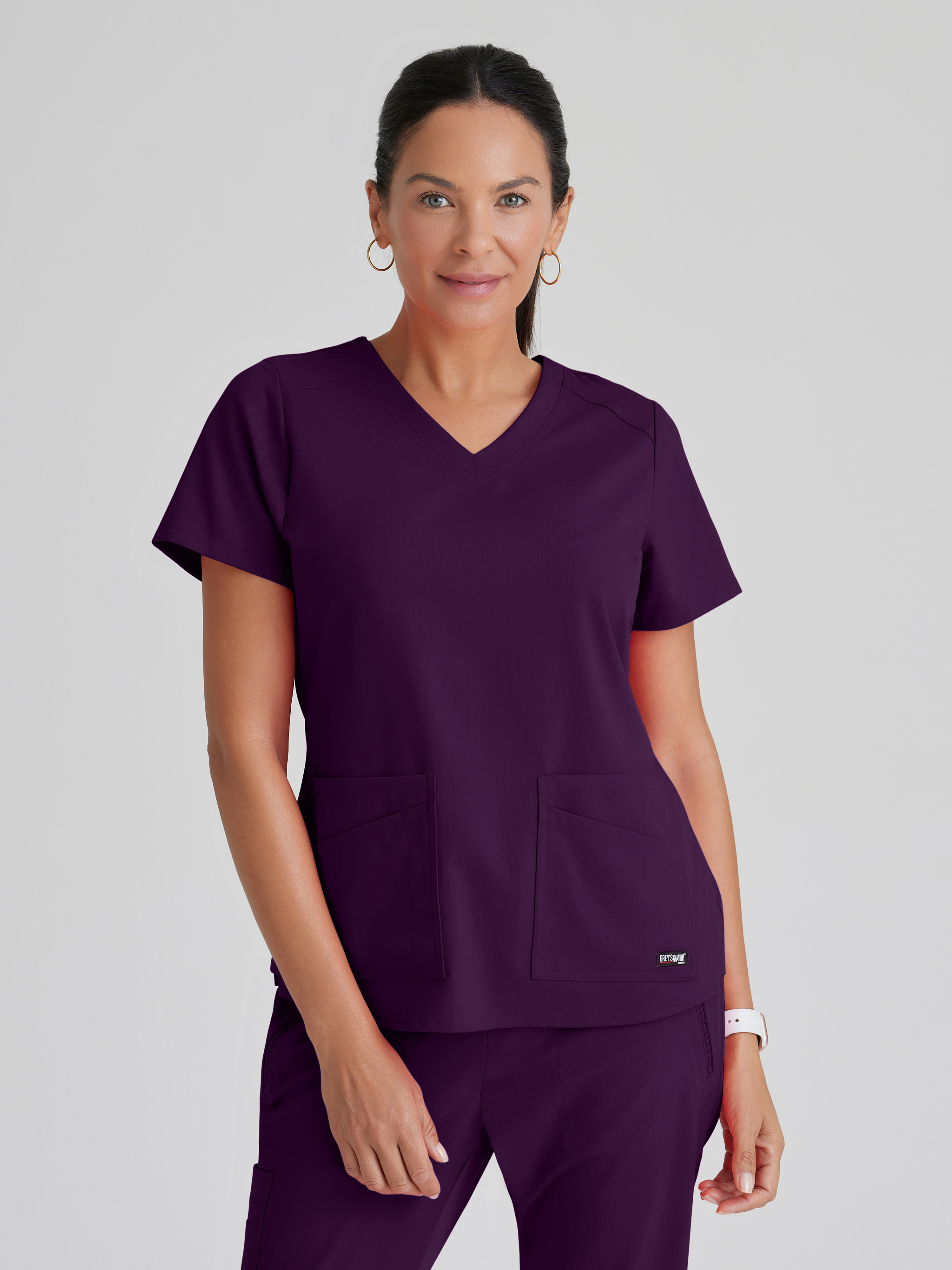 Emma 4-Pocket V-Neck Scrub Top Grey's Anatomy™ by BARCO® Spandex Stretch