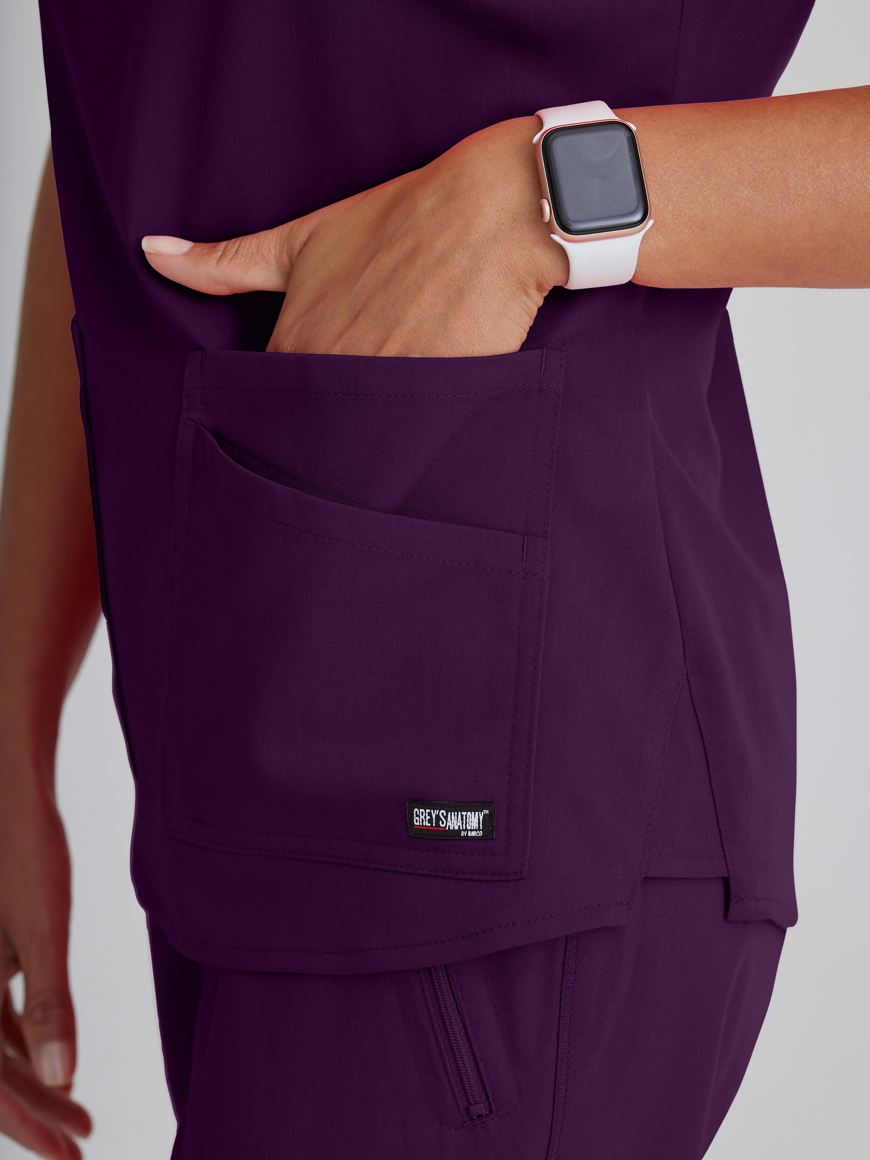 Emma 4-Pocket V-Neck Scrub Top Grey's Anatomy™ by BARCO® Spandex Stretch