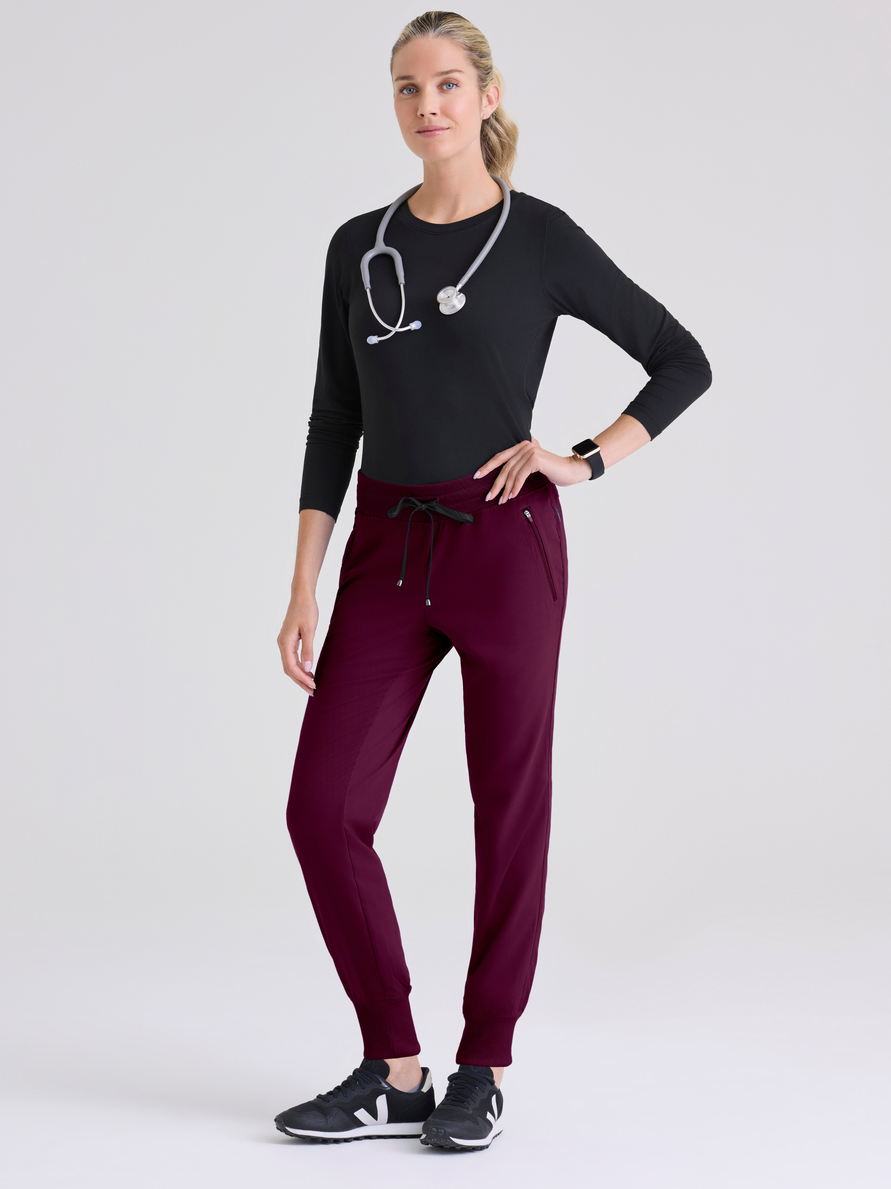 Eden 5-Pocket Mid-Rise Jogger Scrub Pant Grey's Anatomy™ by BARCO® Spandex Stretch