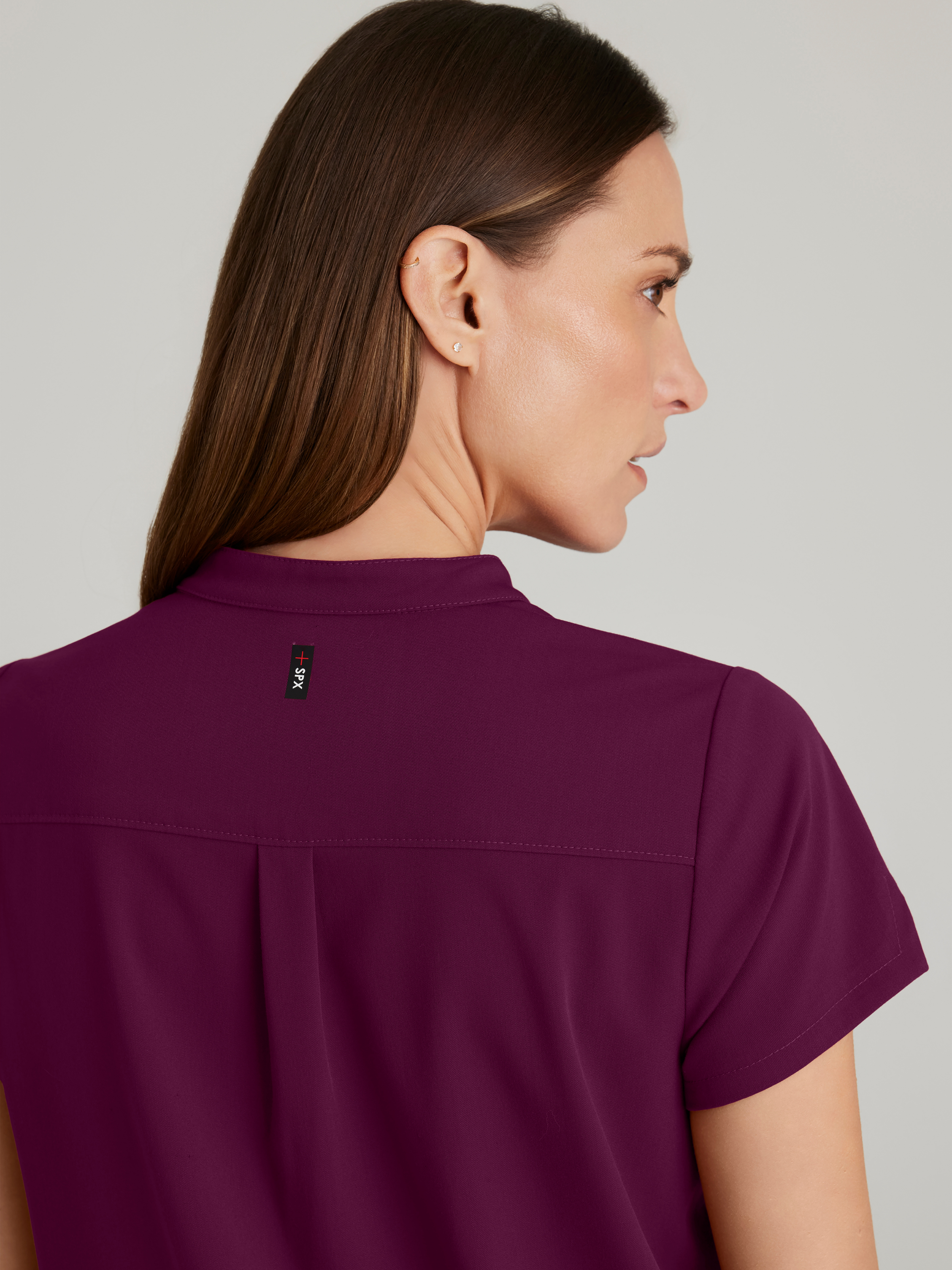Avery 2-Pocket Banded Collar Top Grey's Anatomy™ by BARCO® Spandex Stretch