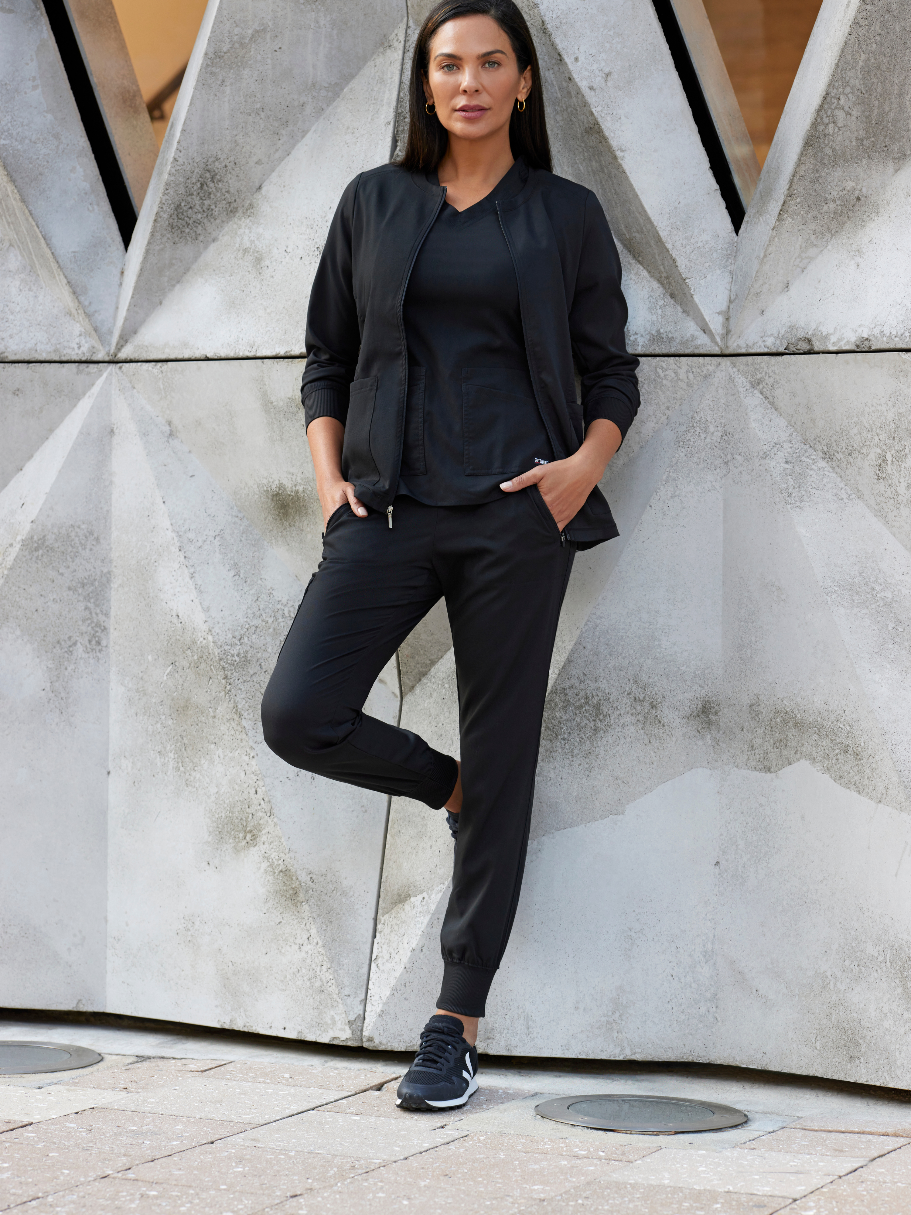 Eden 5-Pocket Mid-Rise Jogger Scrub Pant Grey's Anatomy™ by BARCO® Spandex Stretch