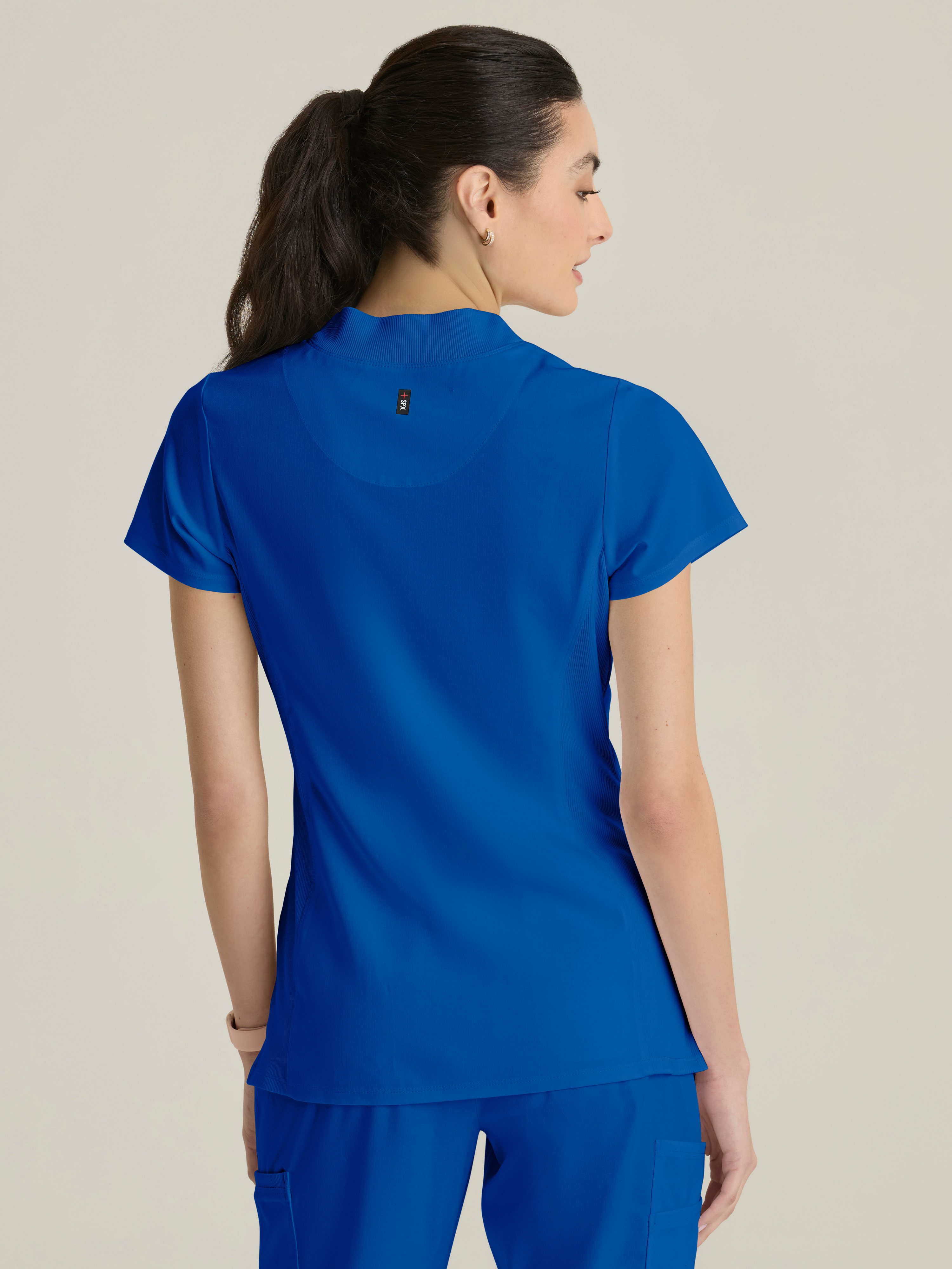 Kristi 2-Pocket Knit Micro-Funnel Top Grey's Anatomy™ by BARCO® Spandex Stretch