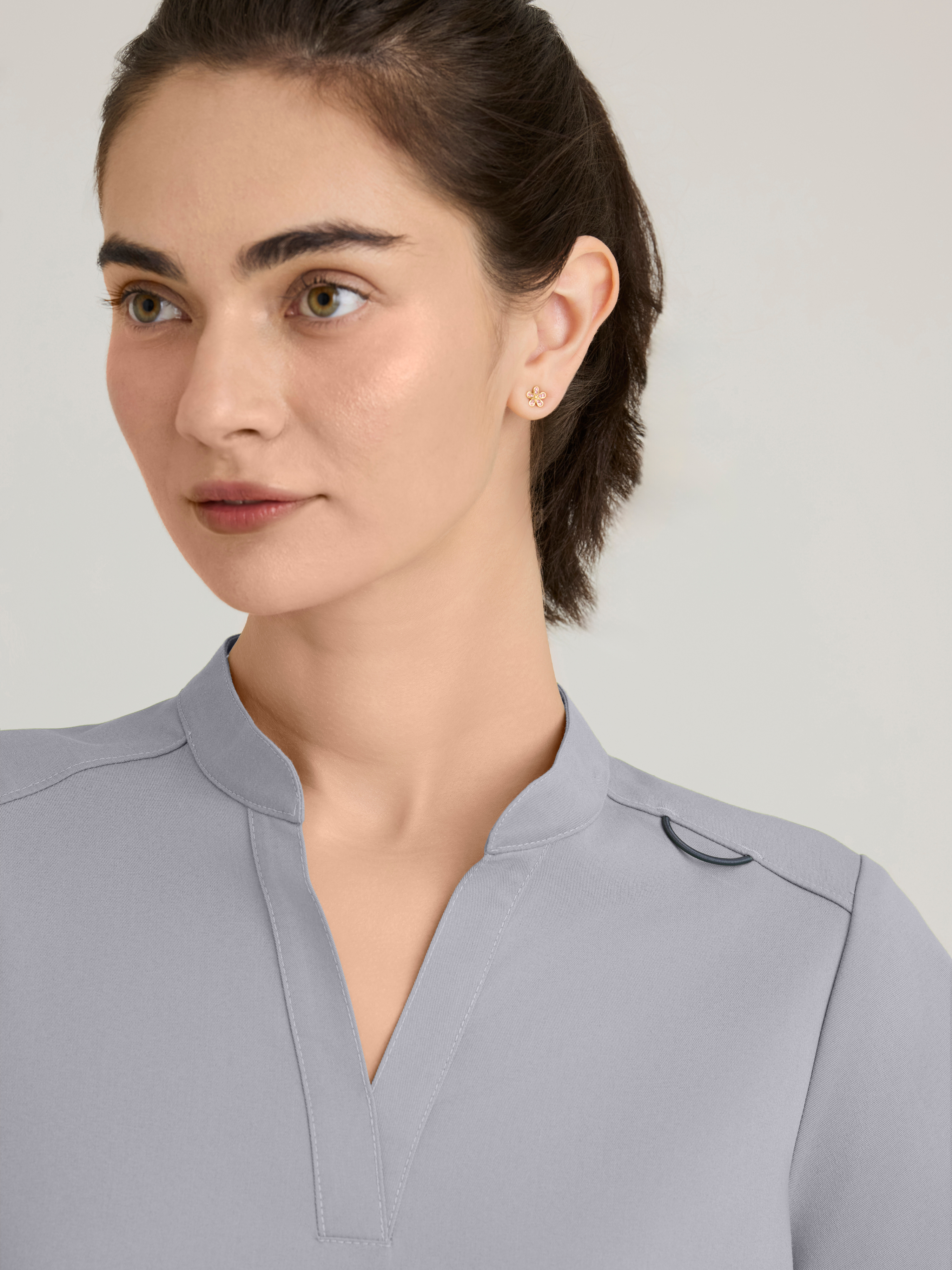 Avery 2-Pocket Banded Collar Top Grey's Anatomy™ by BARCO® Spandex Stretch