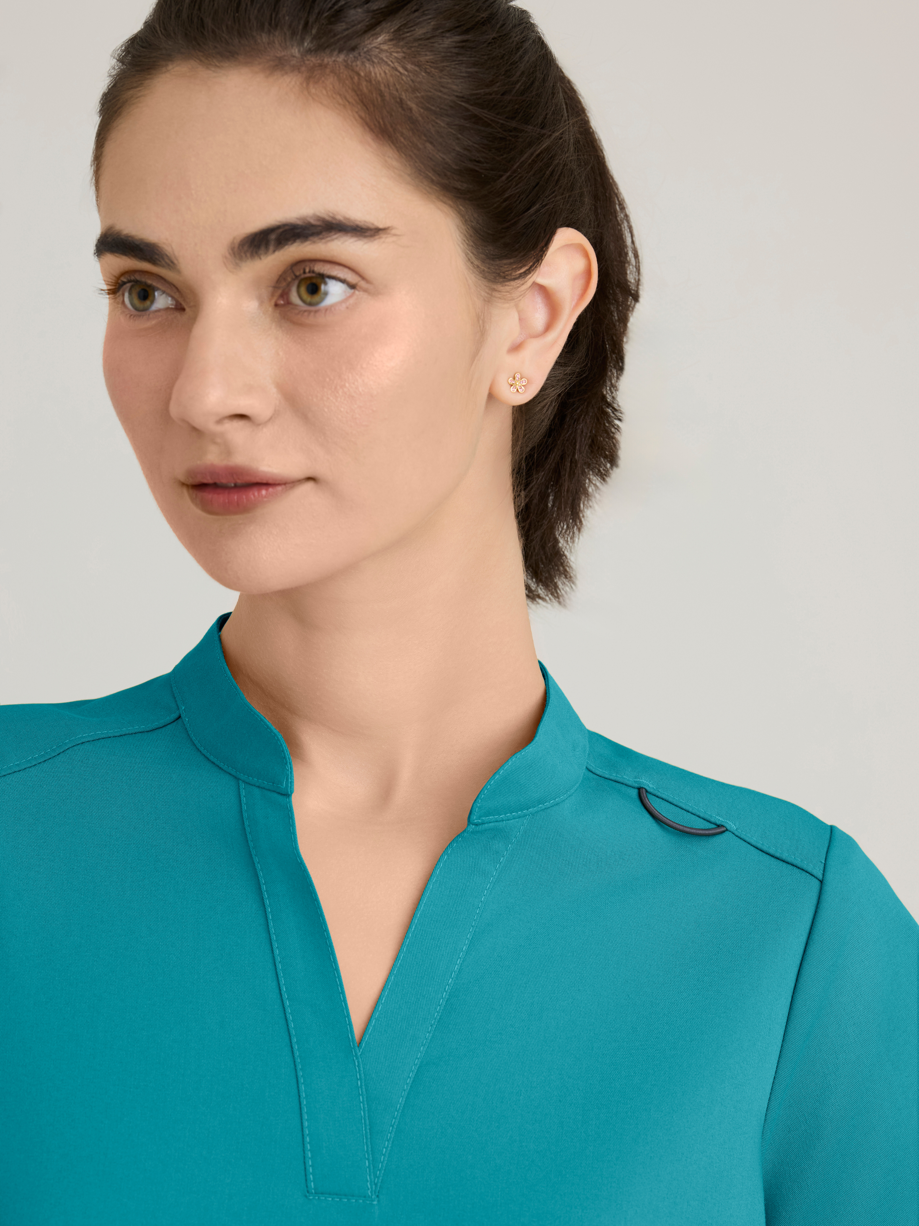 Avery 2-Pocket Banded Collar Top Grey's Anatomy™ by BARCO® Spandex Stretch