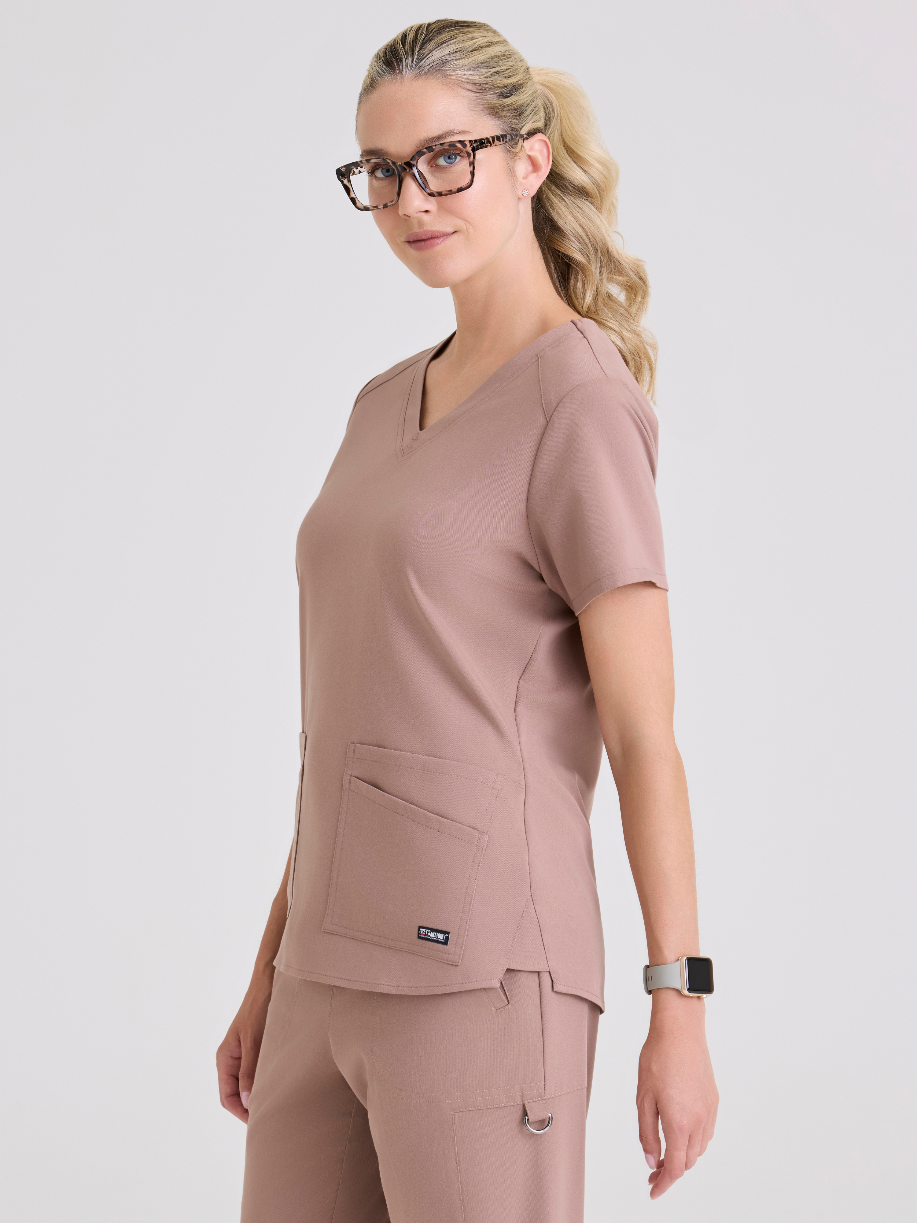 Emma 4-Pocket V-Neck Scrub Top Grey's Anatomy™ by BARCO® Spandex Stretch
