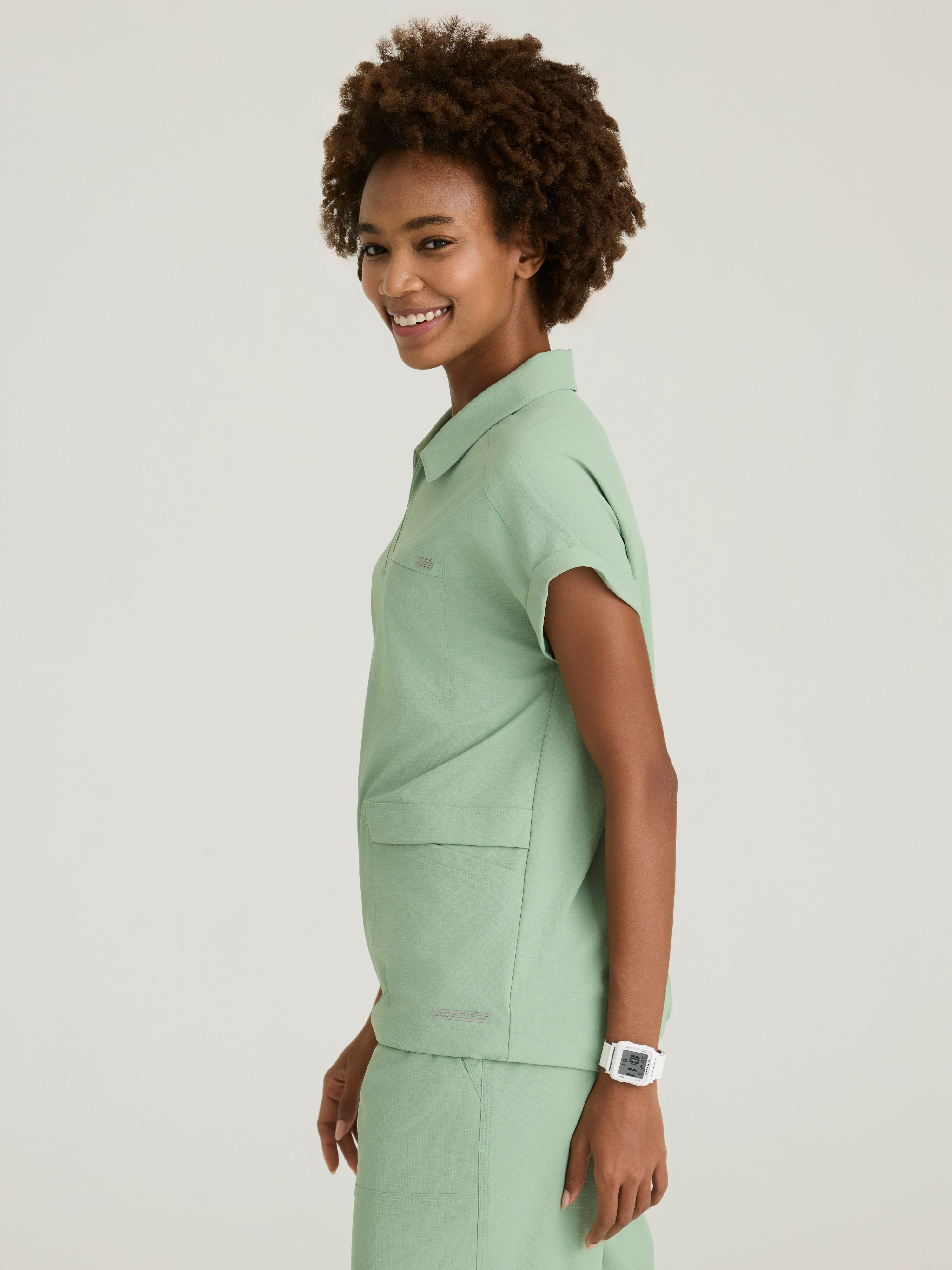 Charlie 3-Pocket Shirt Collar Dolman Sleeve Top Skechers™ by BARCO® Ripstop