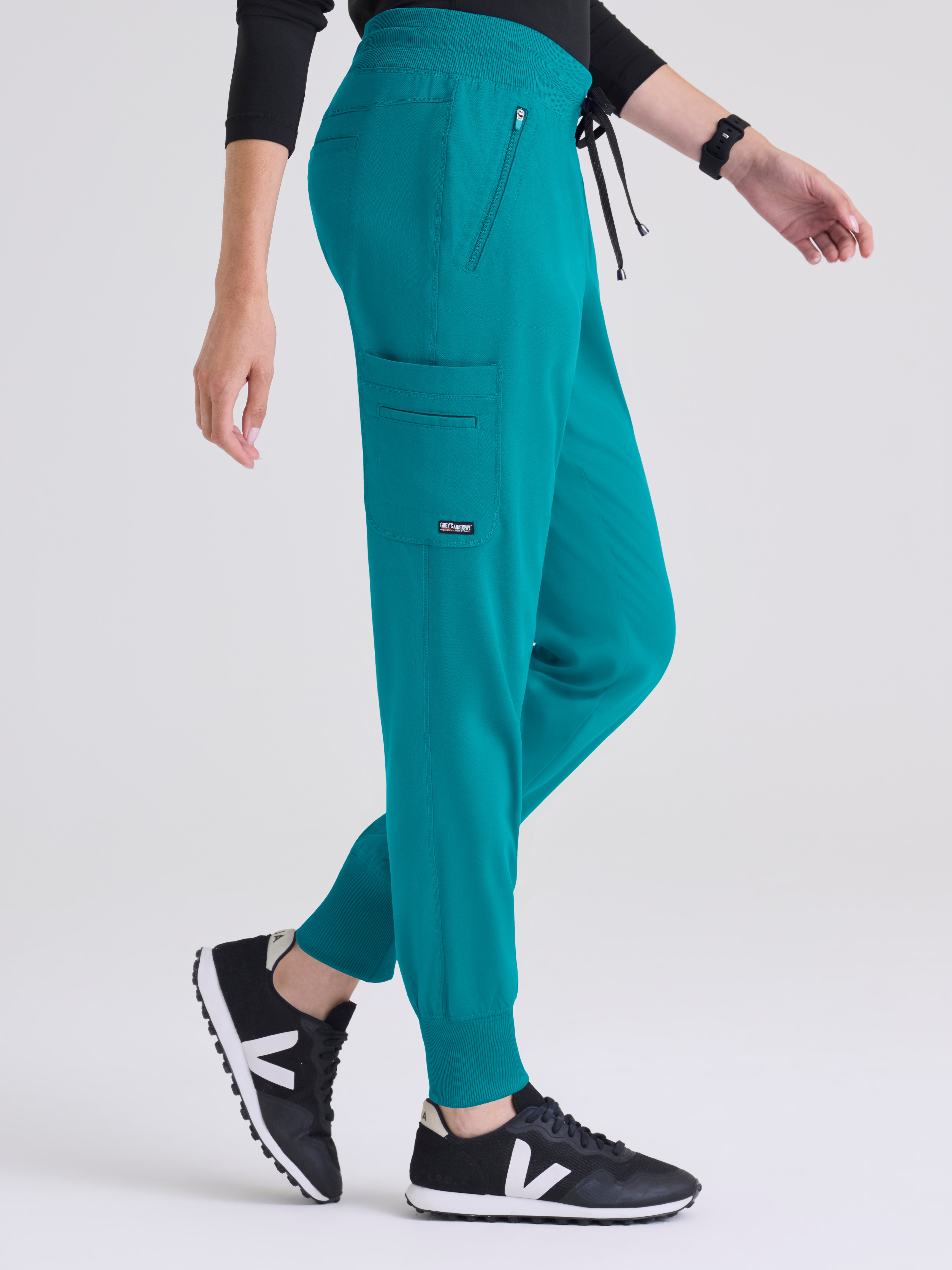 Eden 5-Pocket Mid-Rise Jogger Scrub Pant Grey's Anatomy™ by BARCO® Spandex Stretch
