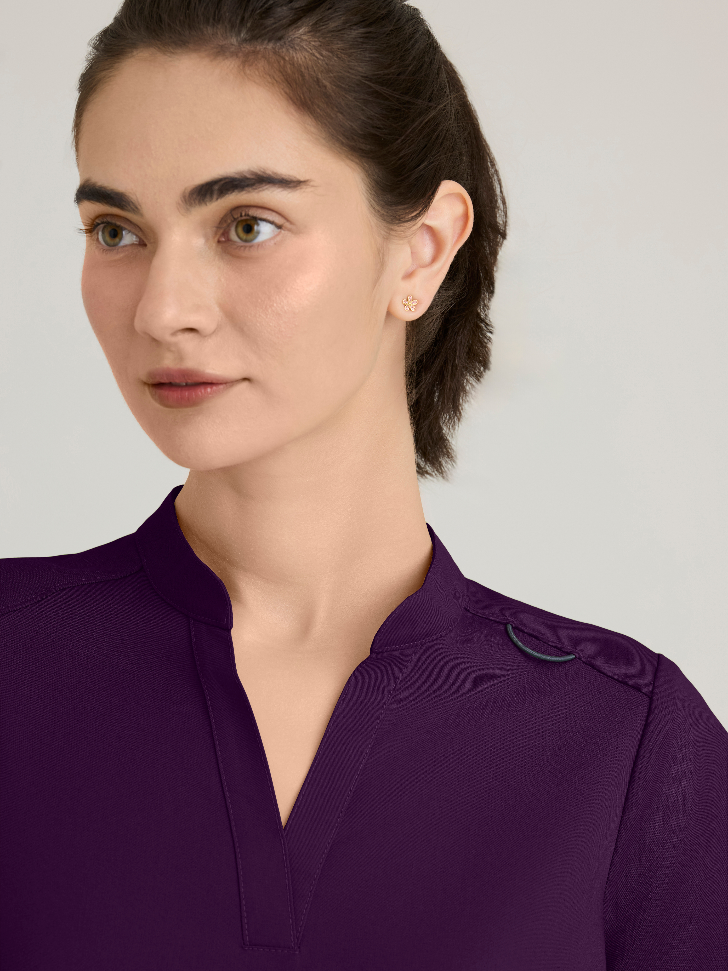 Avery 2-Pocket Banded Collar Top Grey's Anatomy™ by BARCO® Spandex Stretch