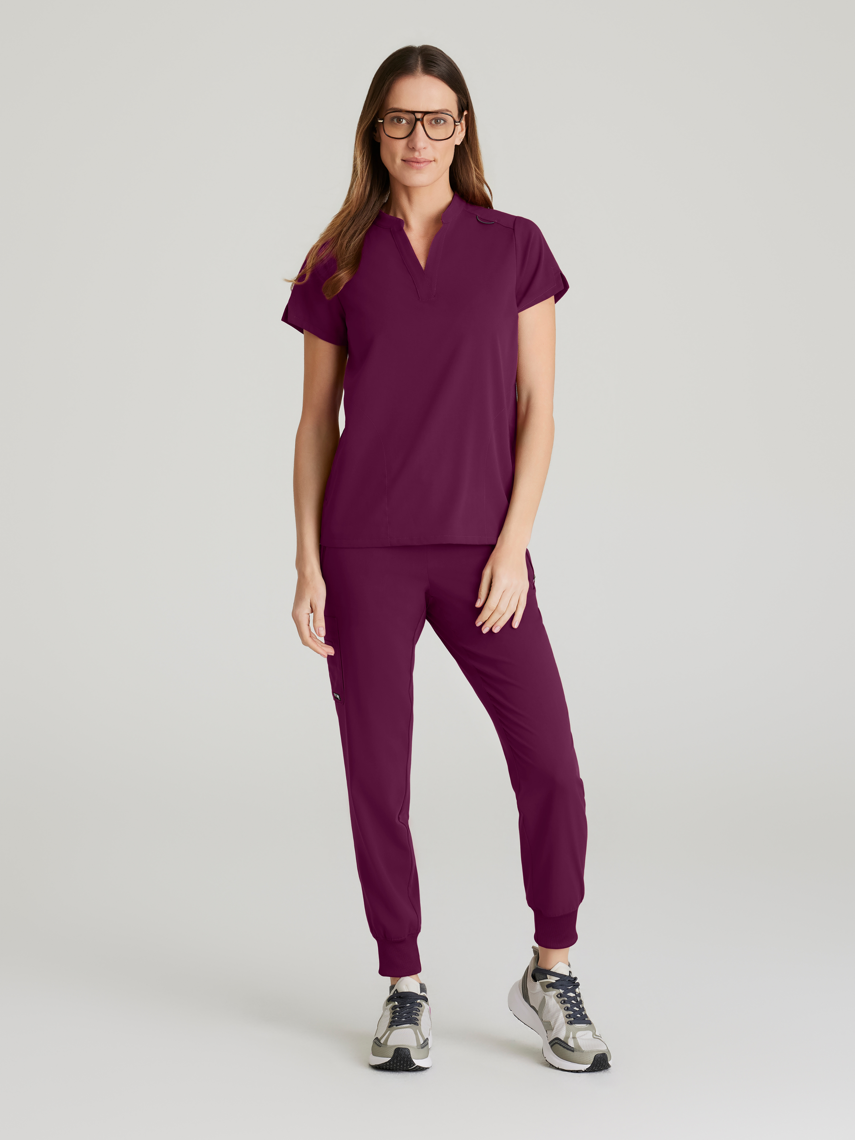 Avery 2-Pocket Banded Collar Top Grey's Anatomy™ by BARCO® Spandex Stretch