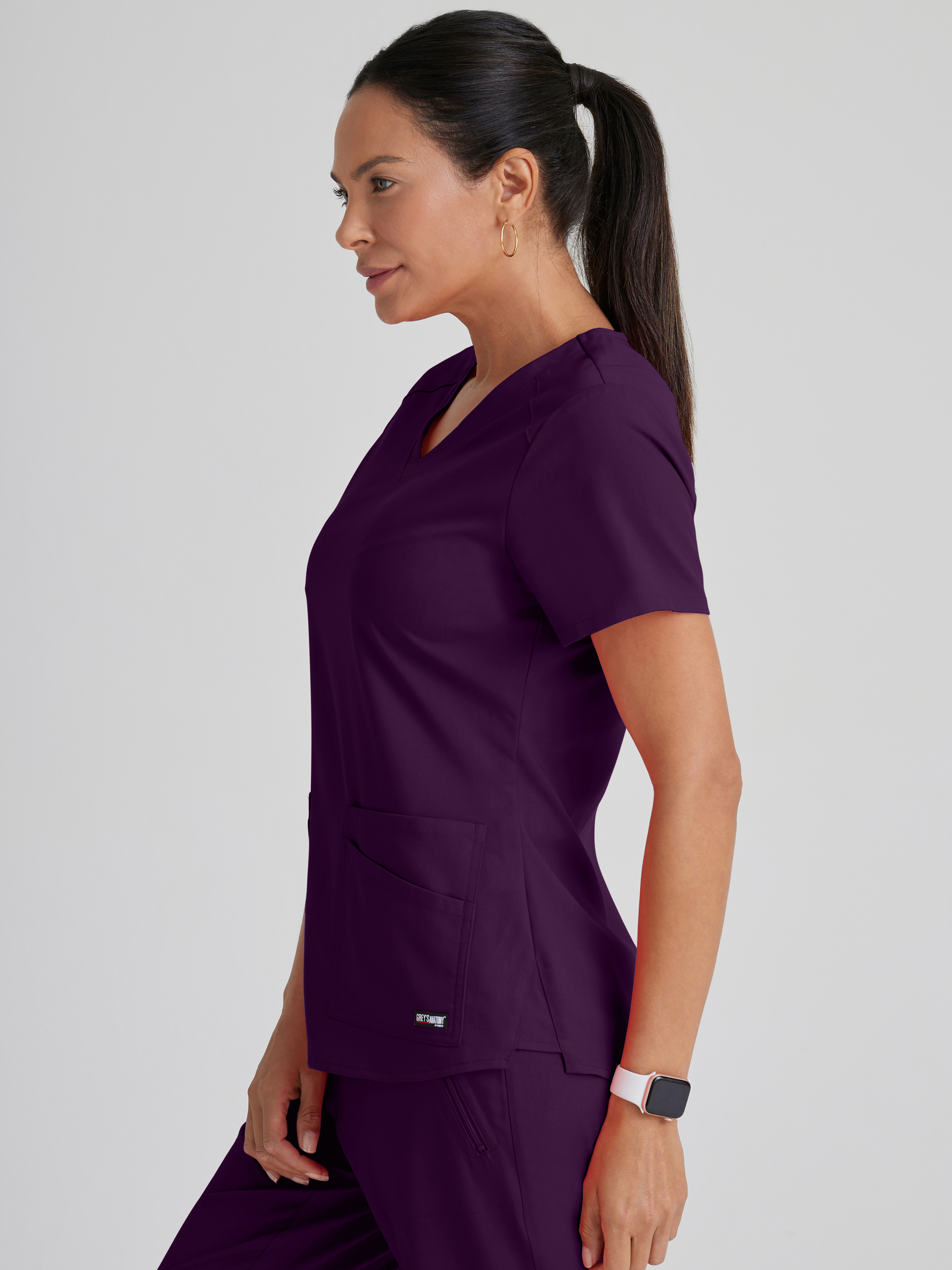 Emma 4-Pocket V-Neck Scrub Top Grey's Anatomy™ by BARCO® Spandex Stretch