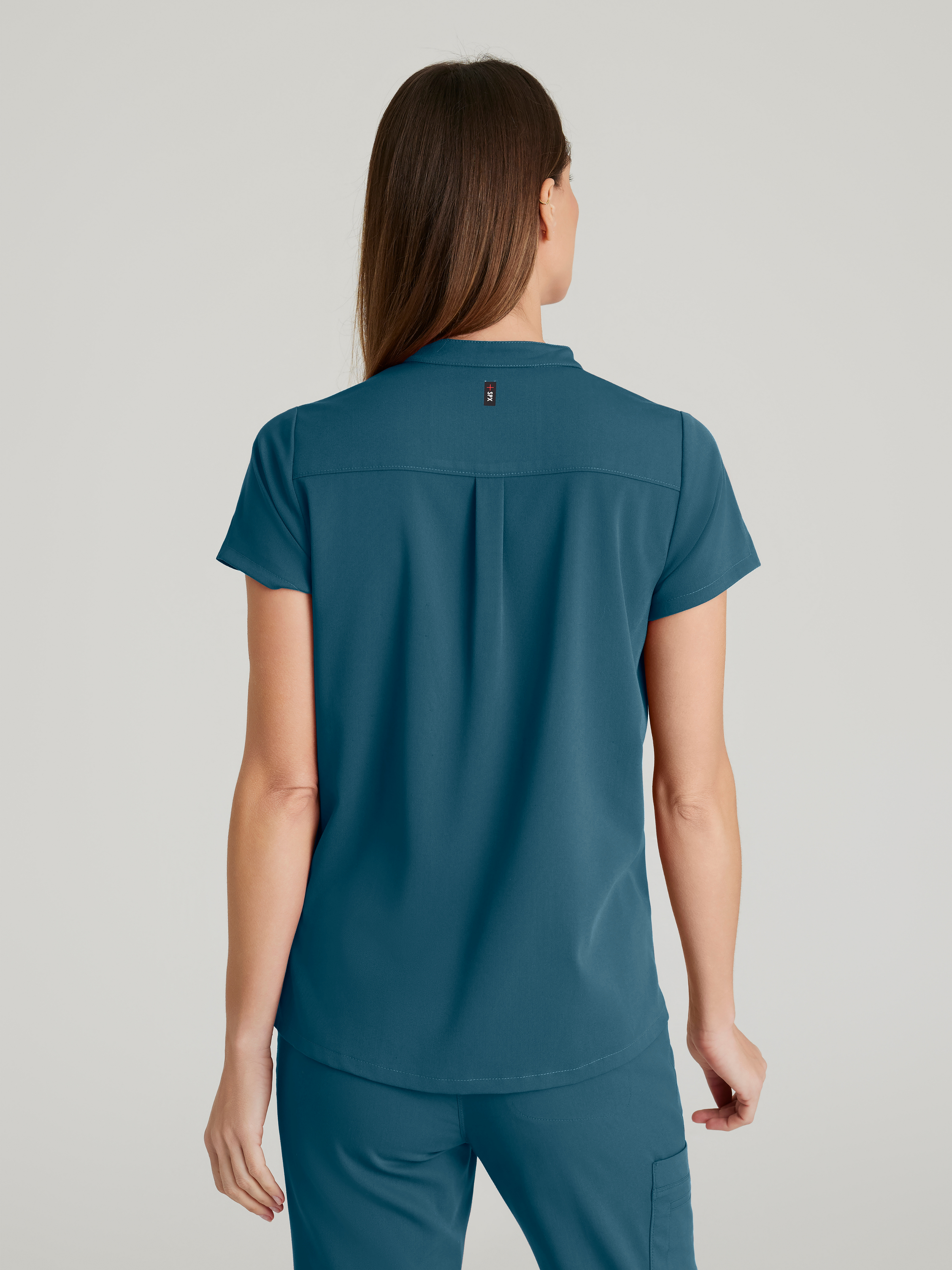 Avery 2-Pocket Banded Collar Top Grey's Anatomy™ by BARCO® Spandex Stretch
