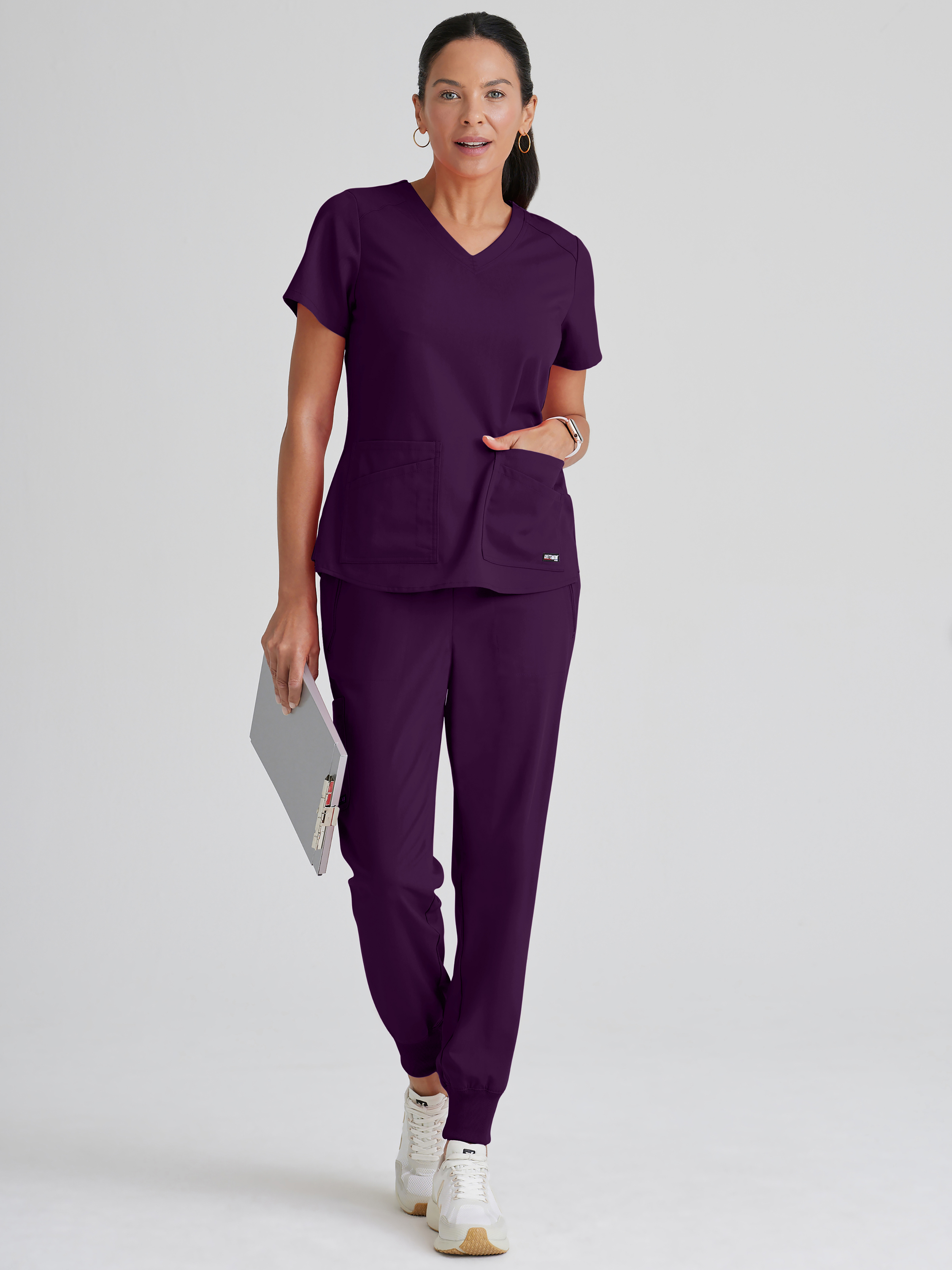 Emma 4-Pocket V-Neck Scrub Top Grey's Anatomy™ by BARCO® Spandex Stretch
