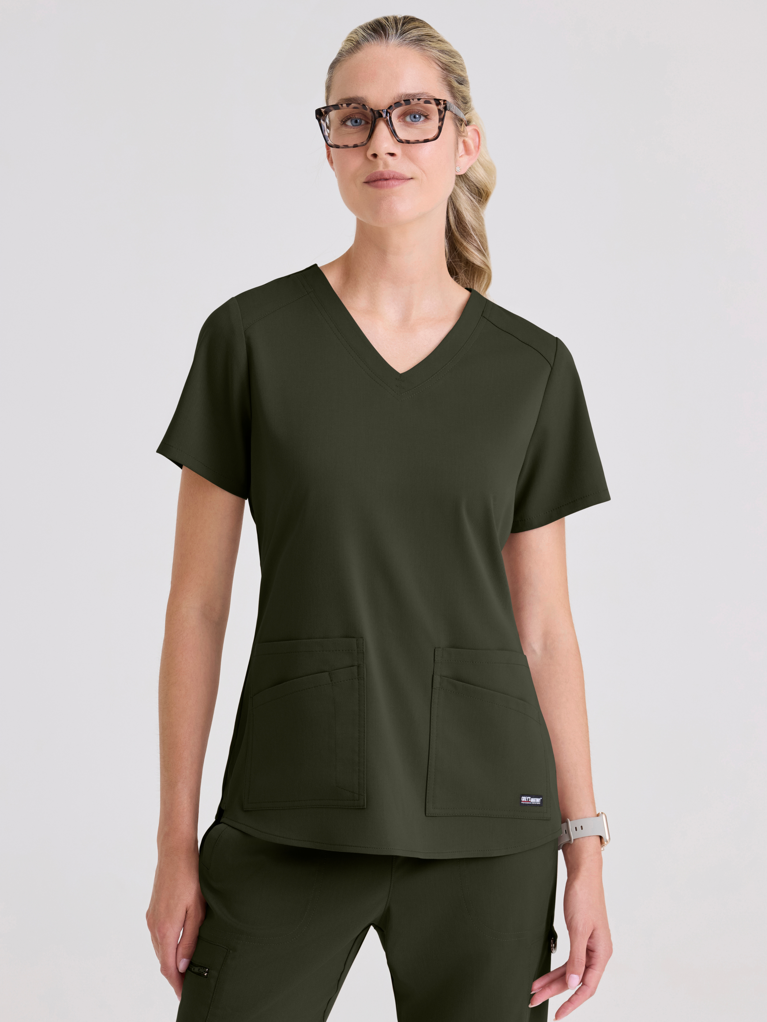 Emma 4-Pocket V-Neck Scrub Top Grey's Anatomy™ by BARCO® Spandex Stretch