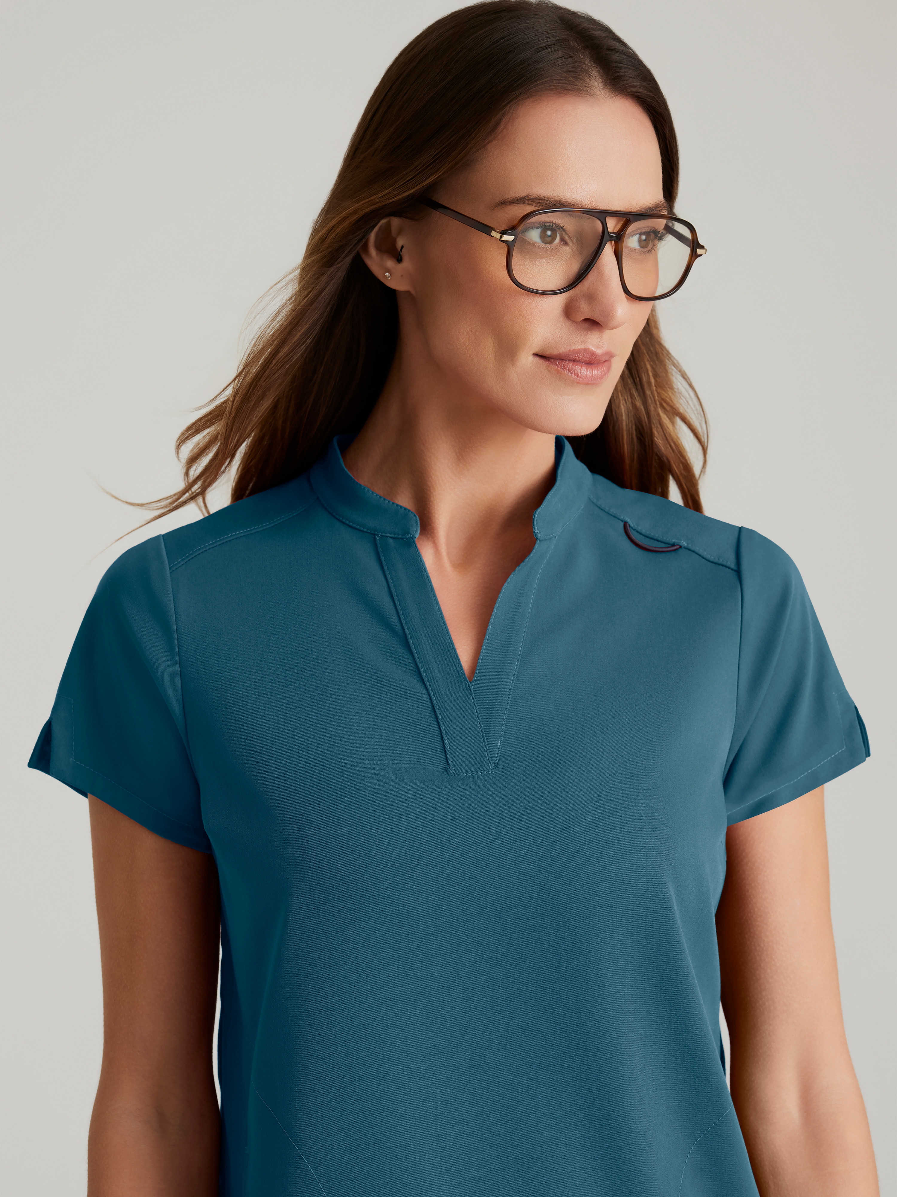 Avery 2-Pocket Banded Collar Top Grey's Anatomy™ by BARCO® Spandex Stretch
