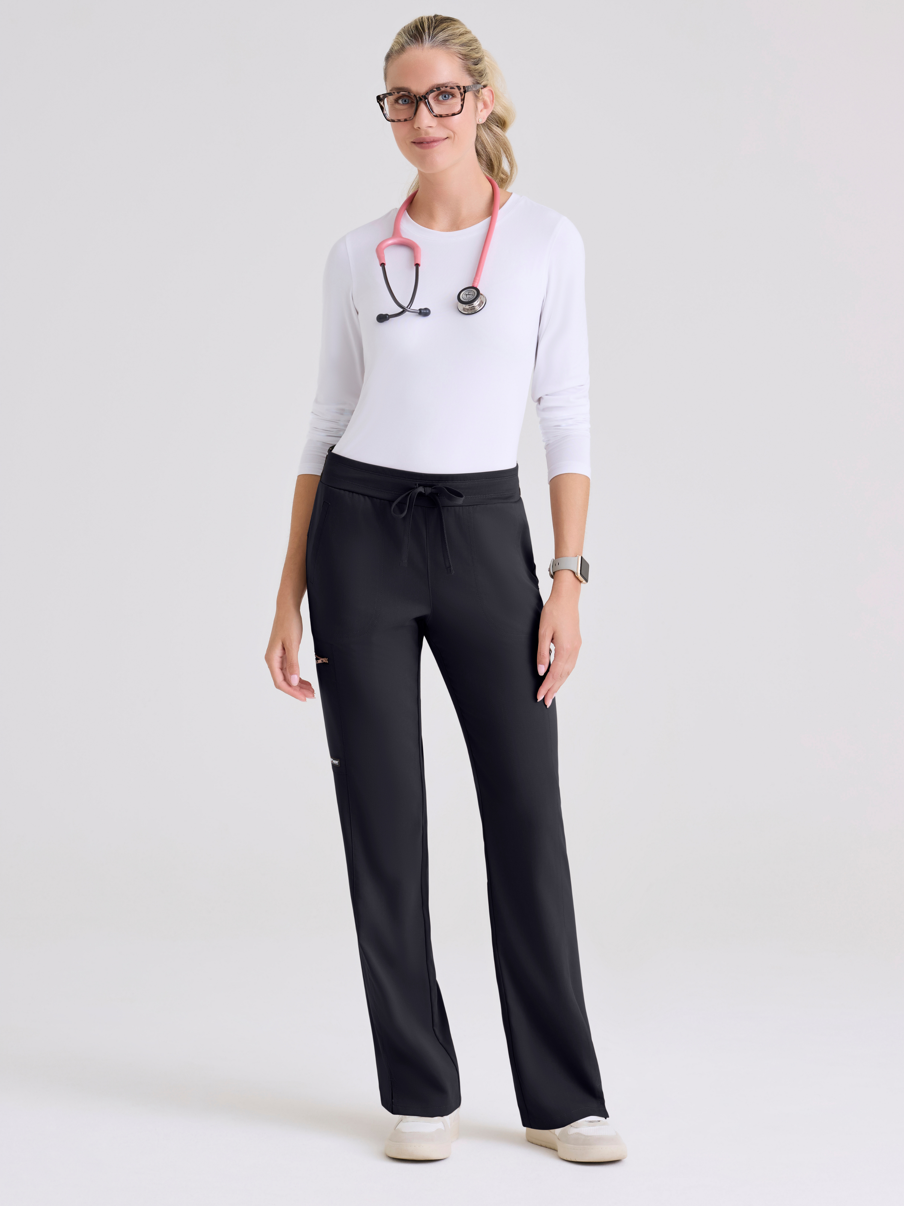 Kim 3-Pocket Mid-Rise Straight Leg Scrub Pant Grey's Anatomy™ by BARCO® Spandex Stretch
