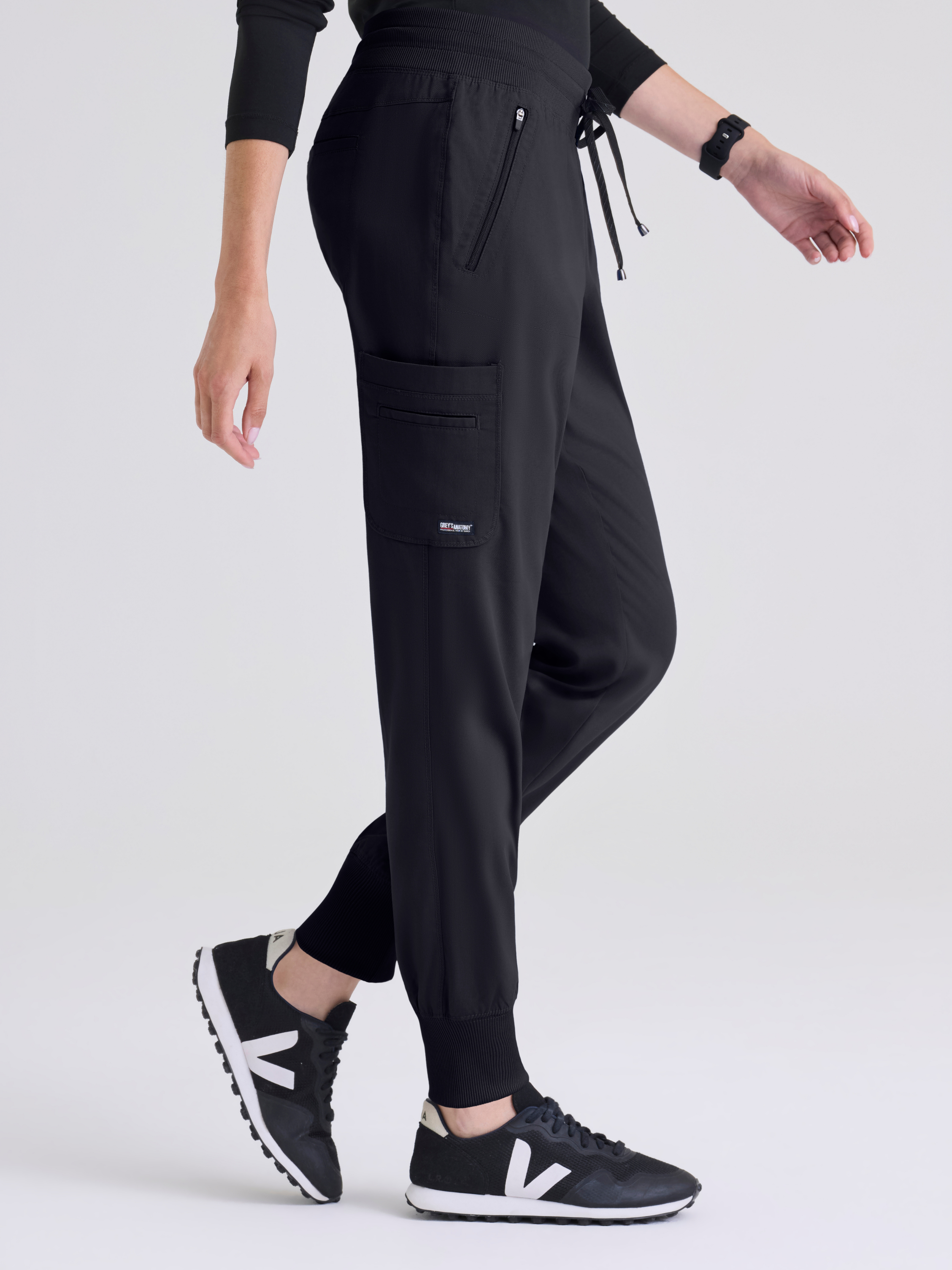 Eden 5-Pocket Mid-Rise Jogger Scrub Pant Grey's Anatomy™ by BARCO® Spandex Stretch