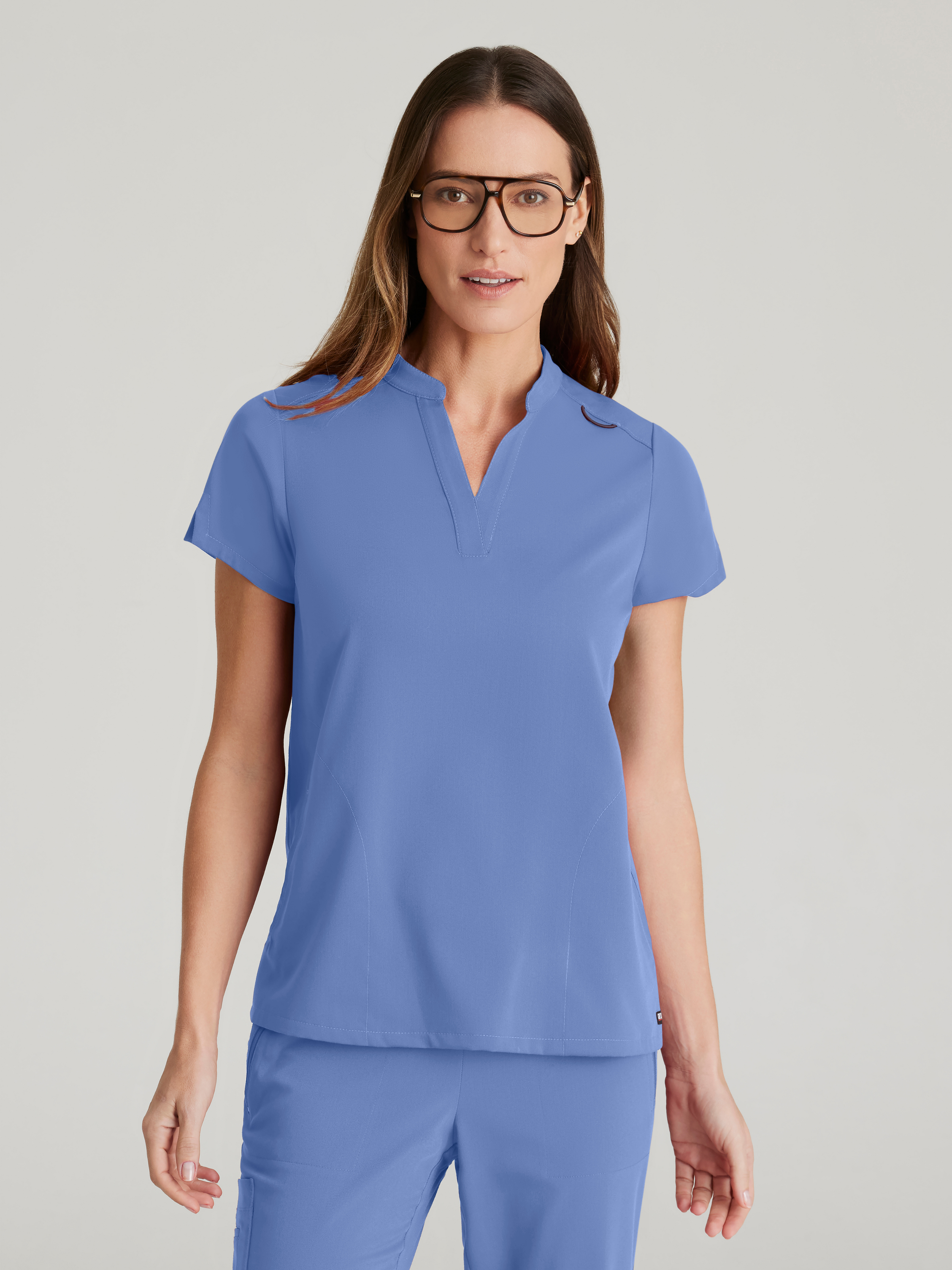 Avery 2-Pocket Banded Collar Top Grey's Anatomy™ by BARCO® Spandex Stretch