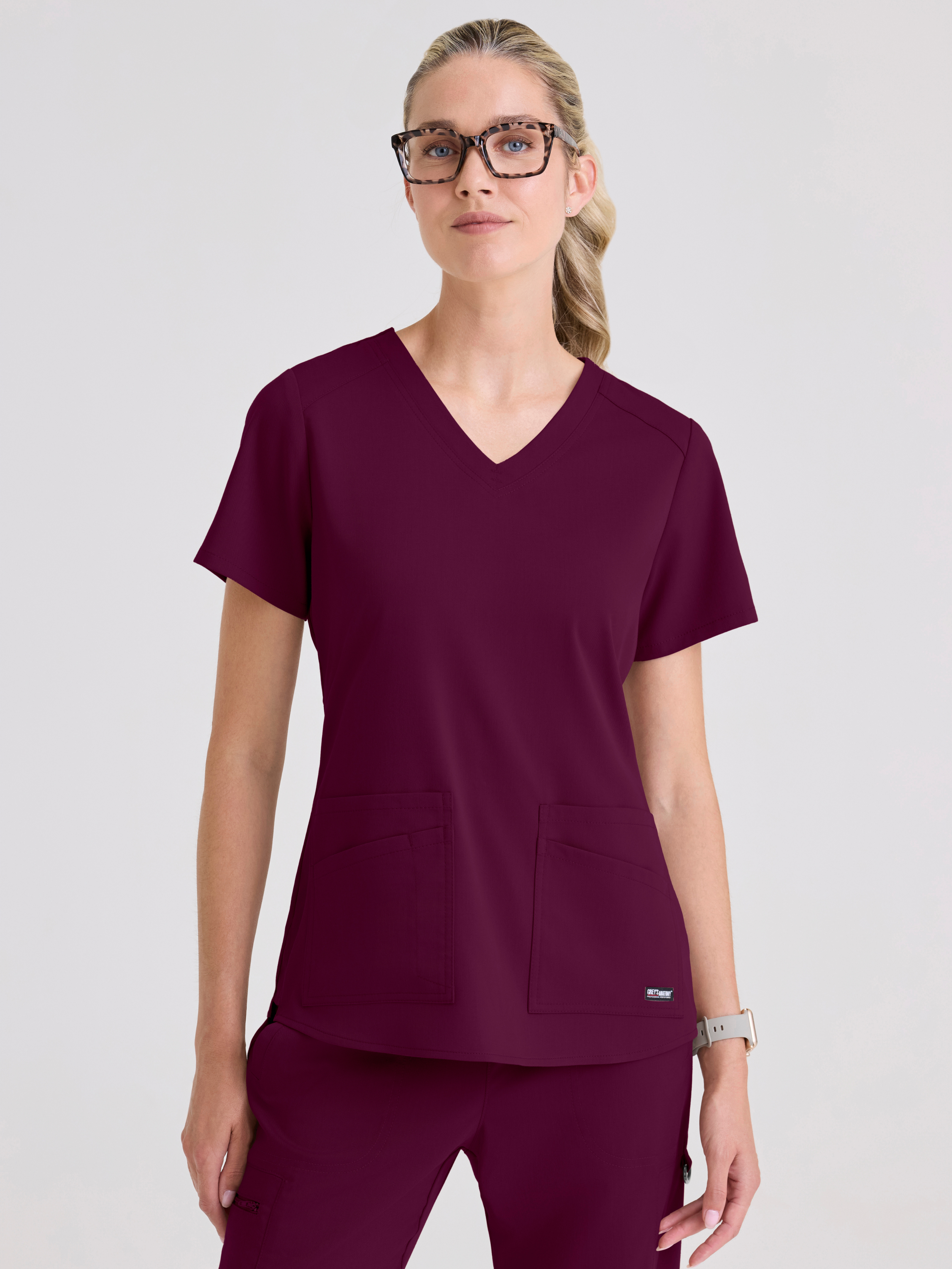 Emma 4-Pocket V-Neck Scrub Top Grey's Anatomy™ by BARCO® Spandex Stretch