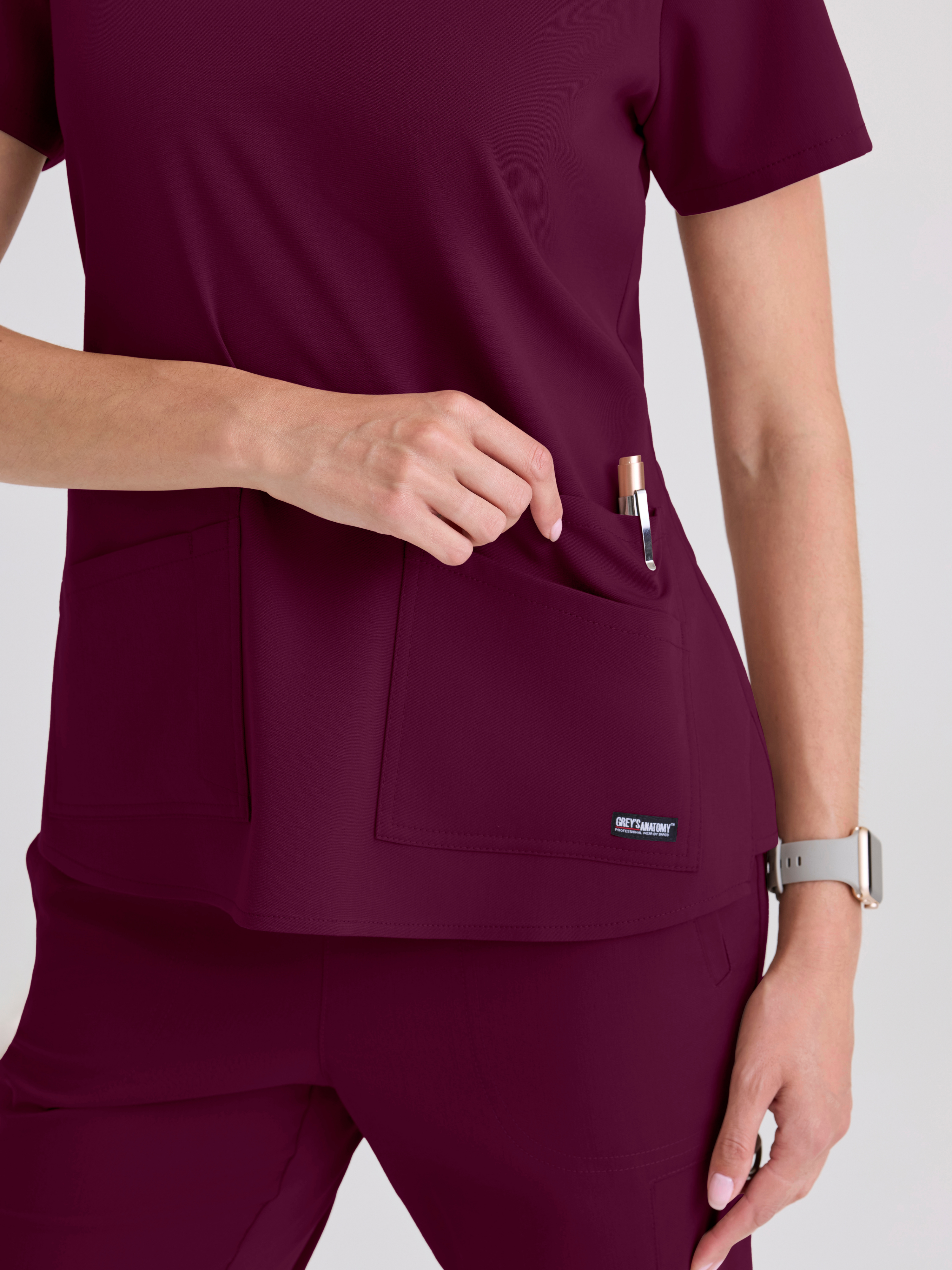 Emma 4-Pocket V-Neck Scrub Top Grey's Anatomy™ by BARCO® Spandex Stretch
