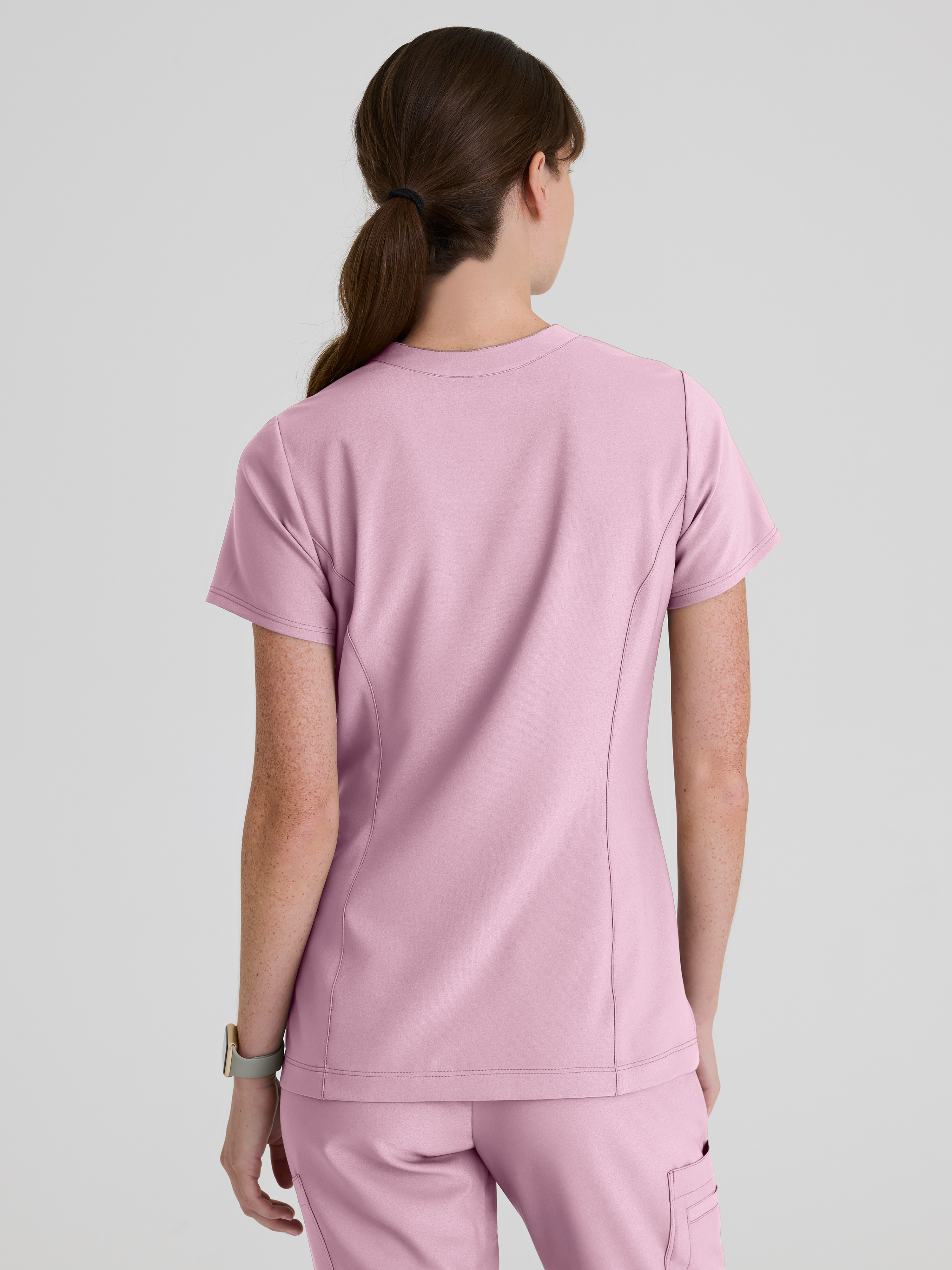 Sky 2-Pocket Banded Notched Neck Top Grey's Anatomy™ by BARCO® Evolve