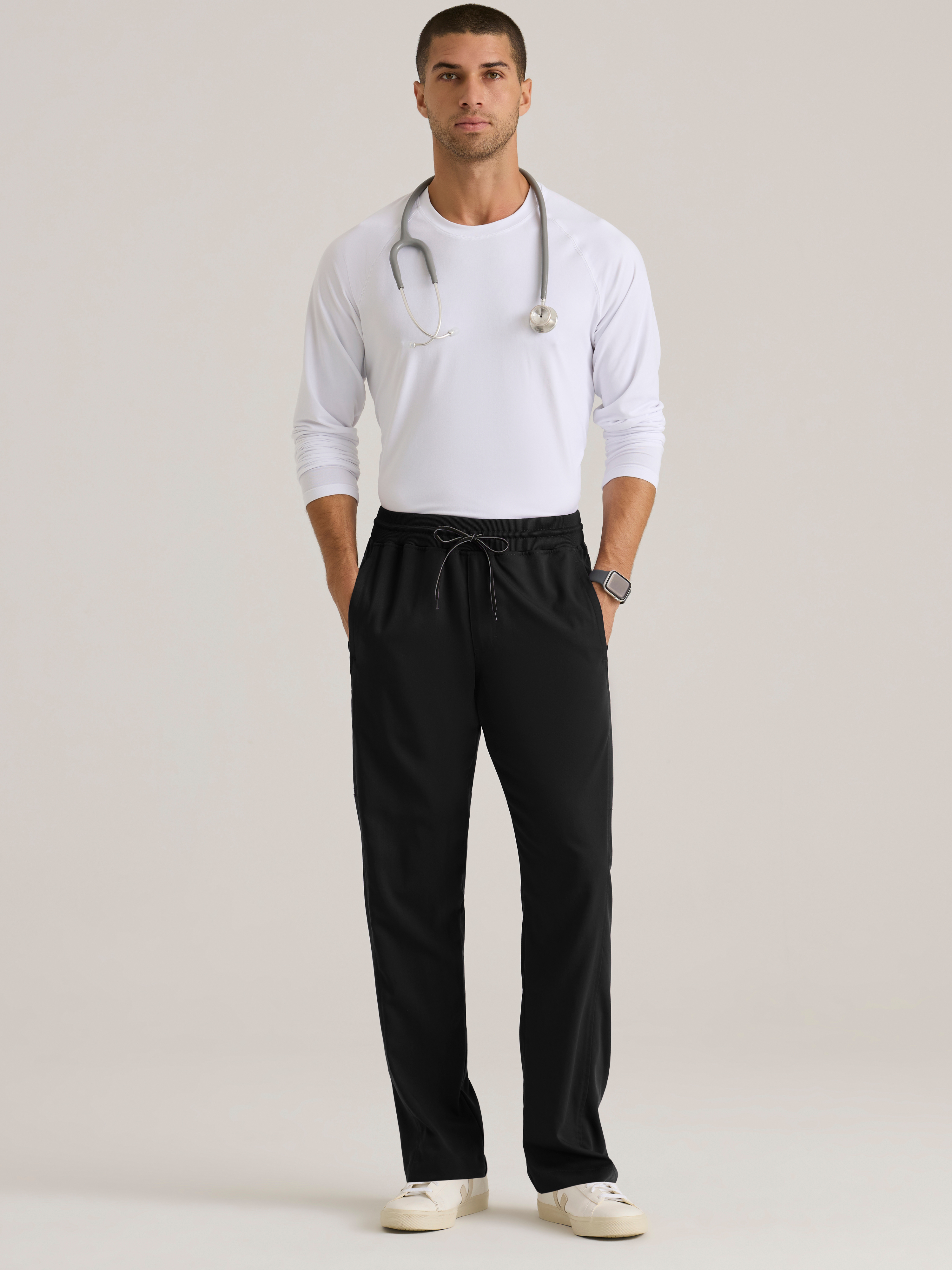 Hudson Straight Leg Drawcord Pant Grey's Anatomy™ by BARCO® Spandex Stretch