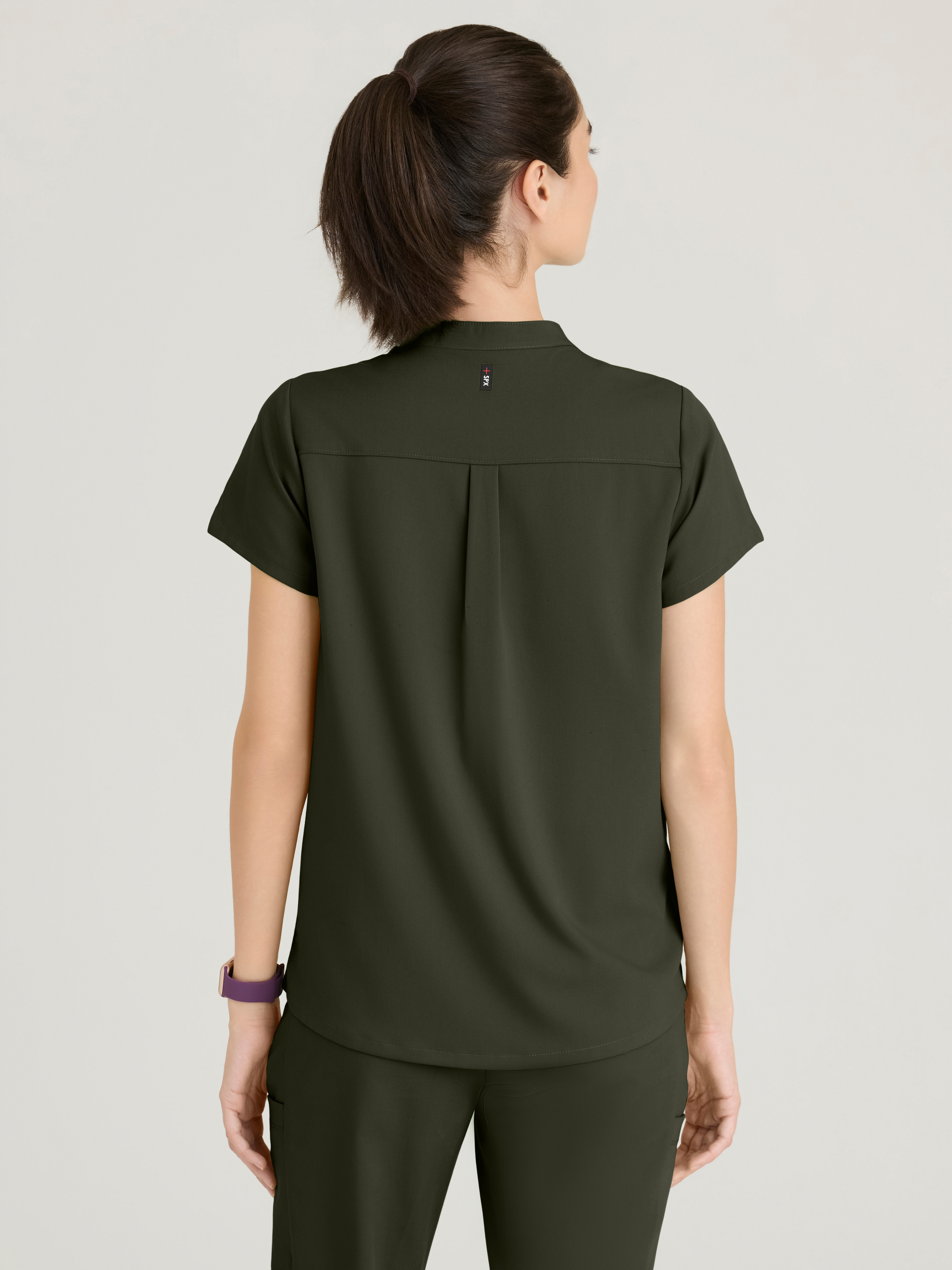 Avery 2-Pocket Banded Collar Top Grey's Anatomy™ by BARCO® Spandex Stretch