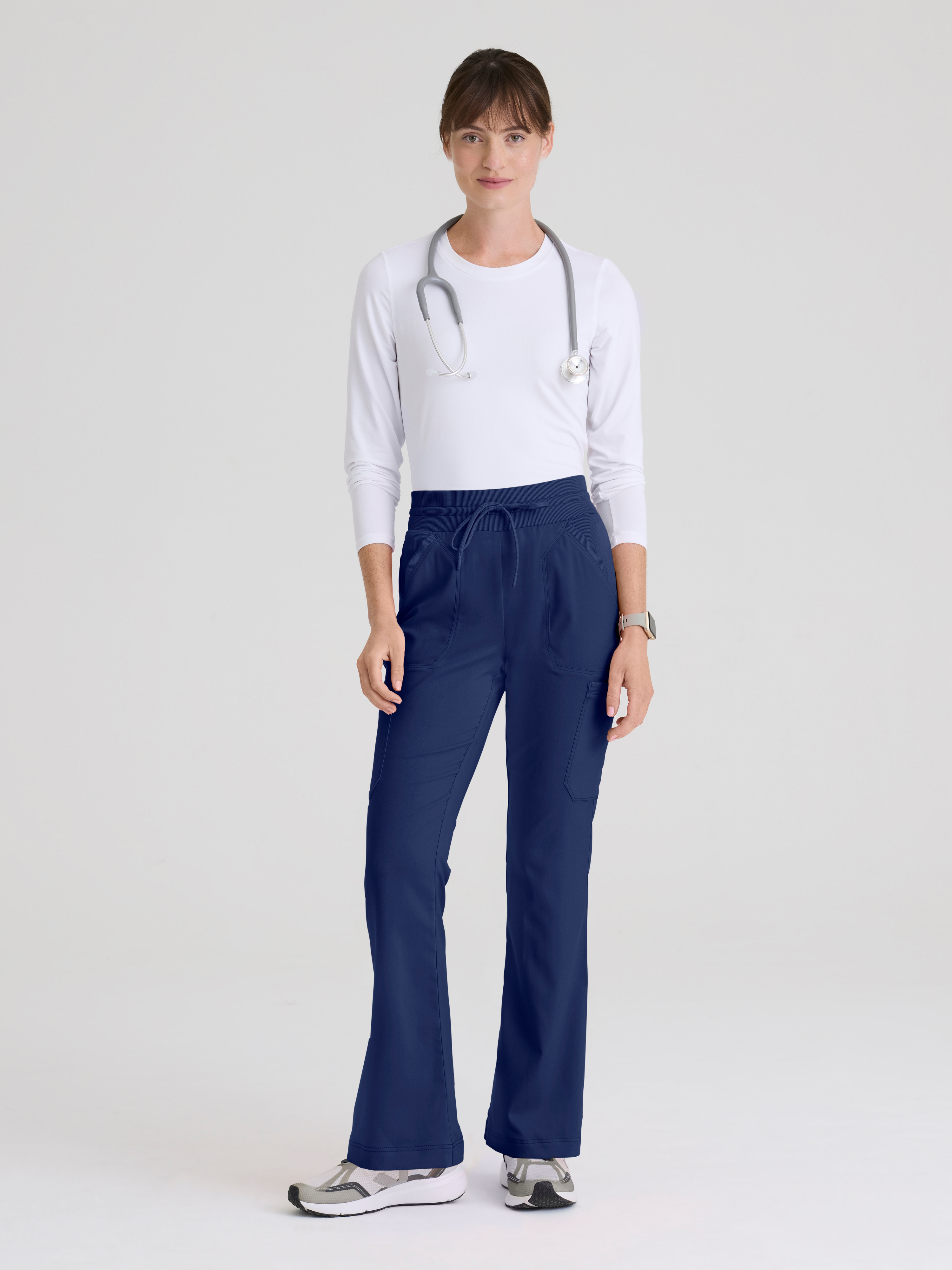 Kristi 7-Pocket Knit Waistband Fit & Flare Pant Grey's Anatomy™ by BARCO® Spandex Stretch