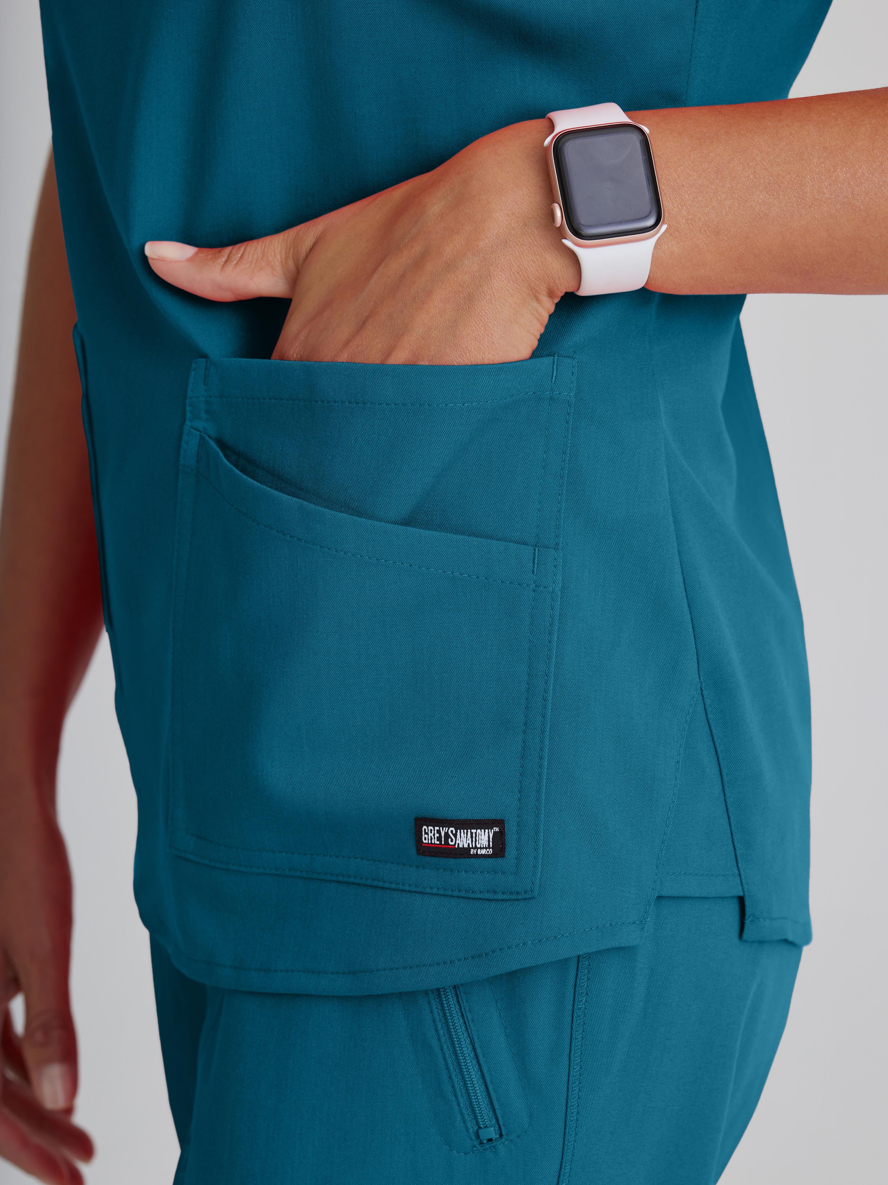 Emma 4-Pocket V-Neck Scrub Top Grey's Anatomy™ by BARCO® Spandex Stretch