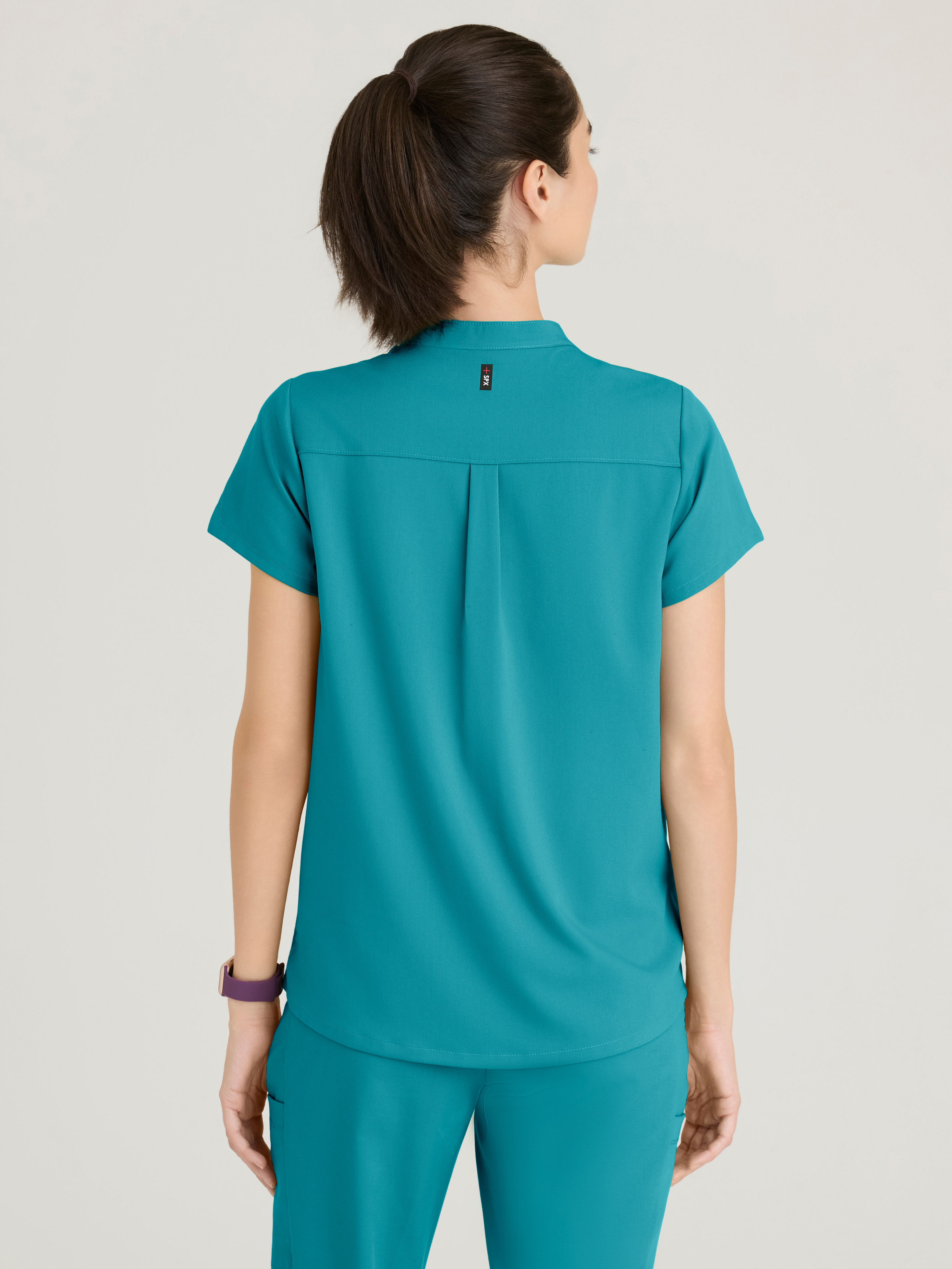 Avery 2-Pocket Banded Collar Top Grey's Anatomy™ by BARCO® Spandex Stretch