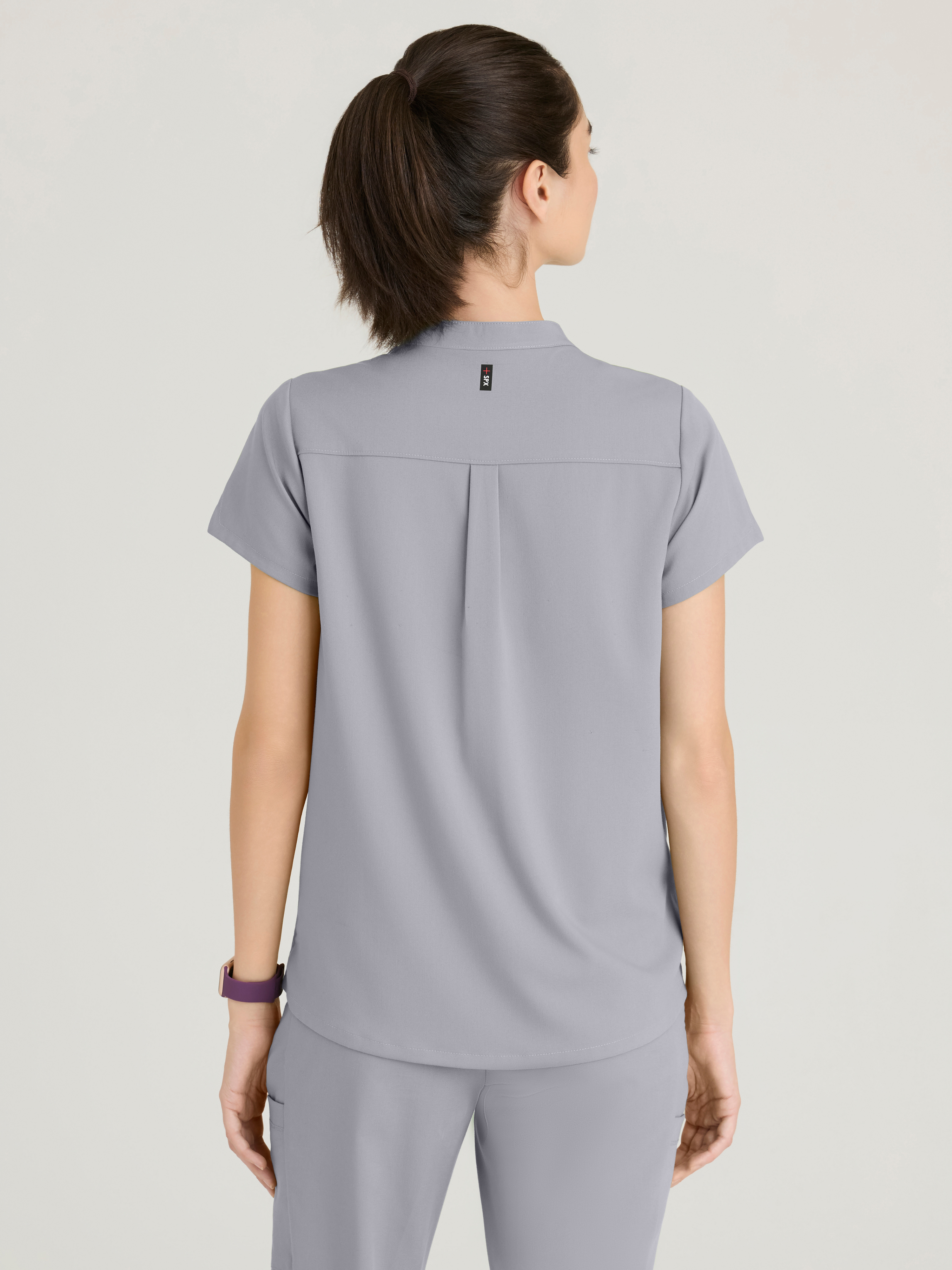 Avery 2-Pocket Banded Collar Top Grey's Anatomy™ by BARCO® Spandex Stretch