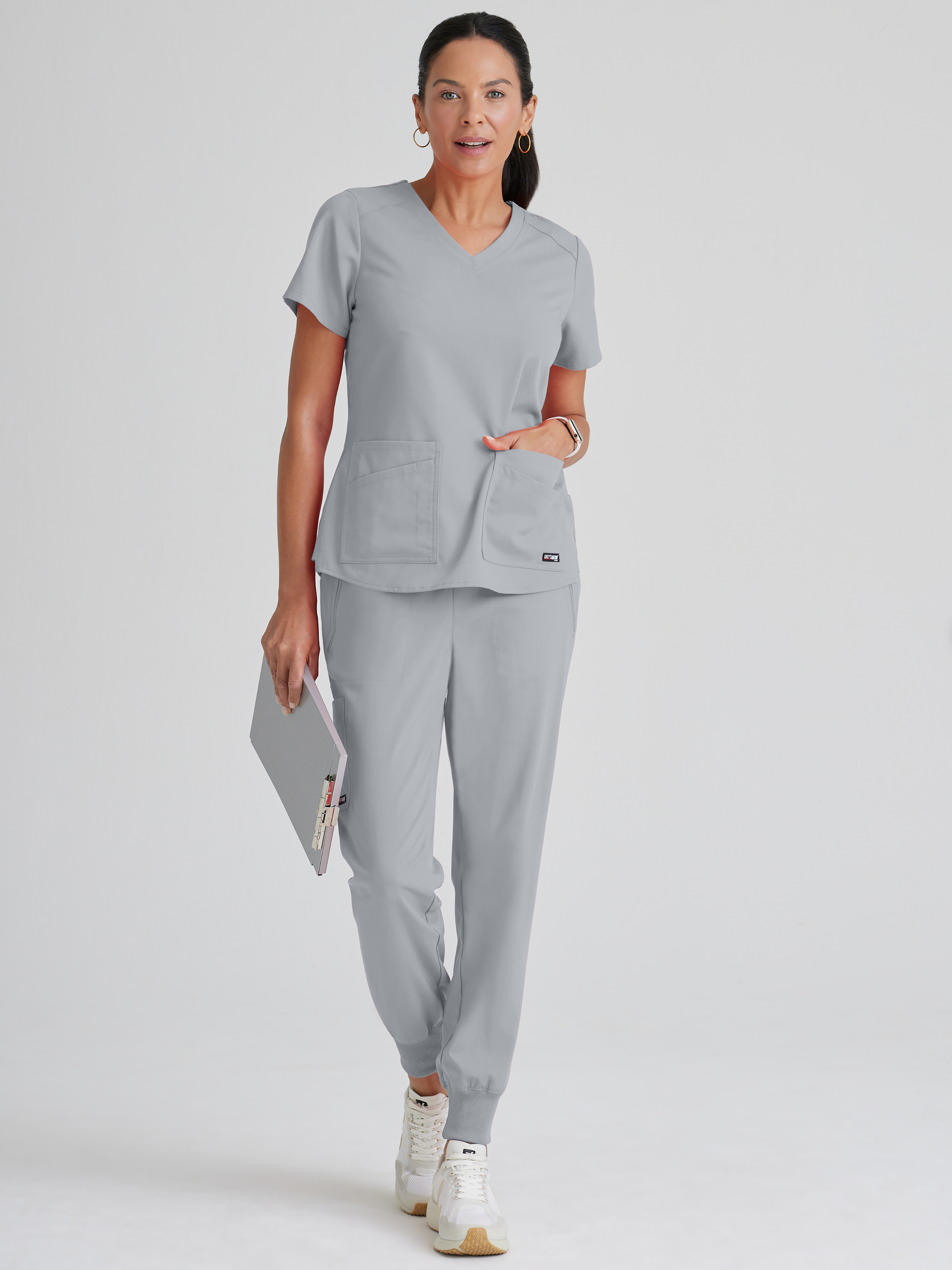 Emma 4-Pocket V-Neck Scrub Top Grey's Anatomy™ by BARCO® Spandex Stretch