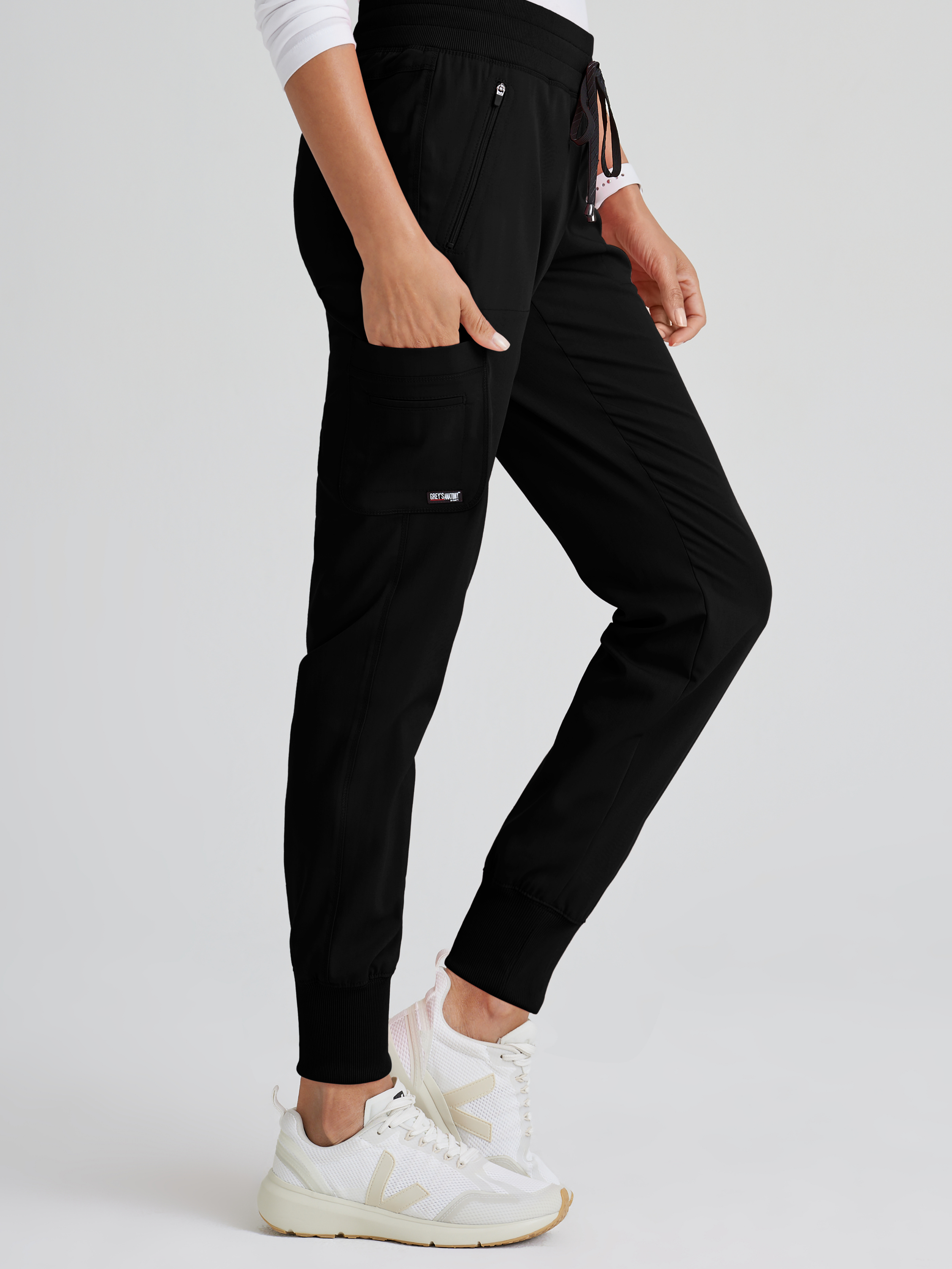 Eden 5-Pocket Mid-Rise Jogger Scrub Pant Grey's Anatomy™ by BARCO® Spandex Stretch