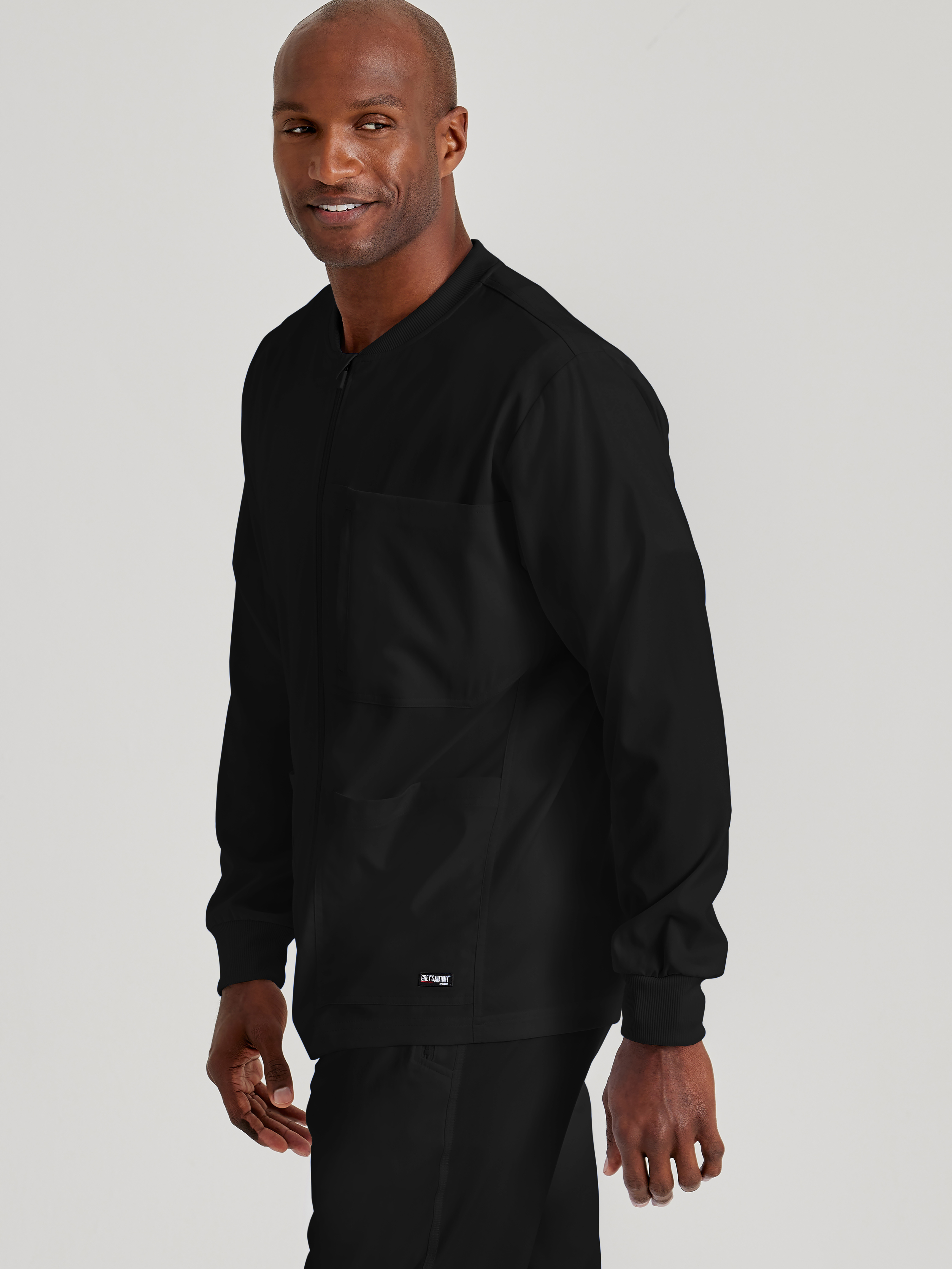 React 5-Pocket Crewneck Warmup Scrub Jacket Grey's Anatomy™ by BARCO® Spandex Stretch