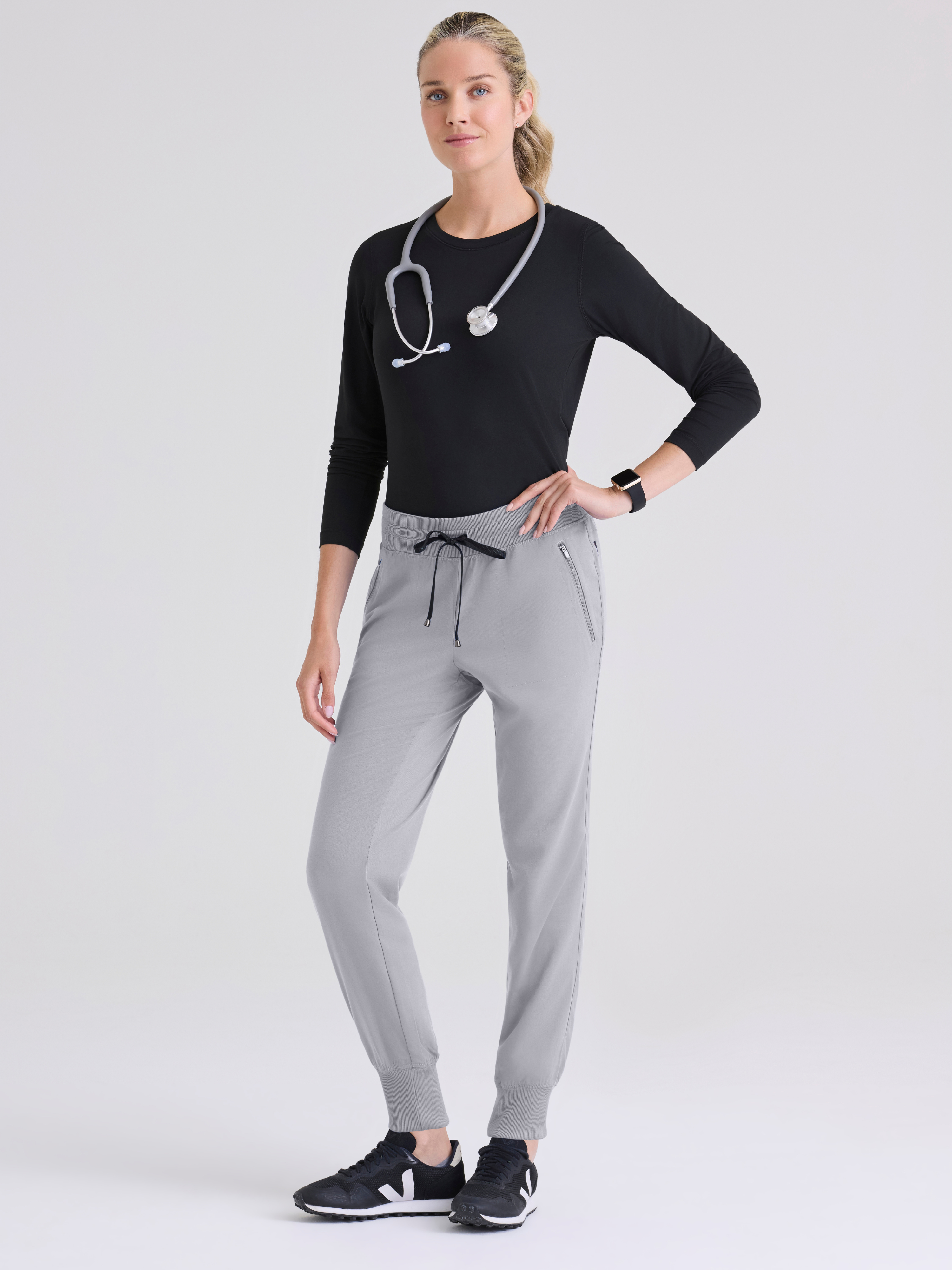 Eden 5-Pocket Mid-Rise Jogger Scrub Pant Grey's Anatomy™ by BARCO® Spandex Stretch