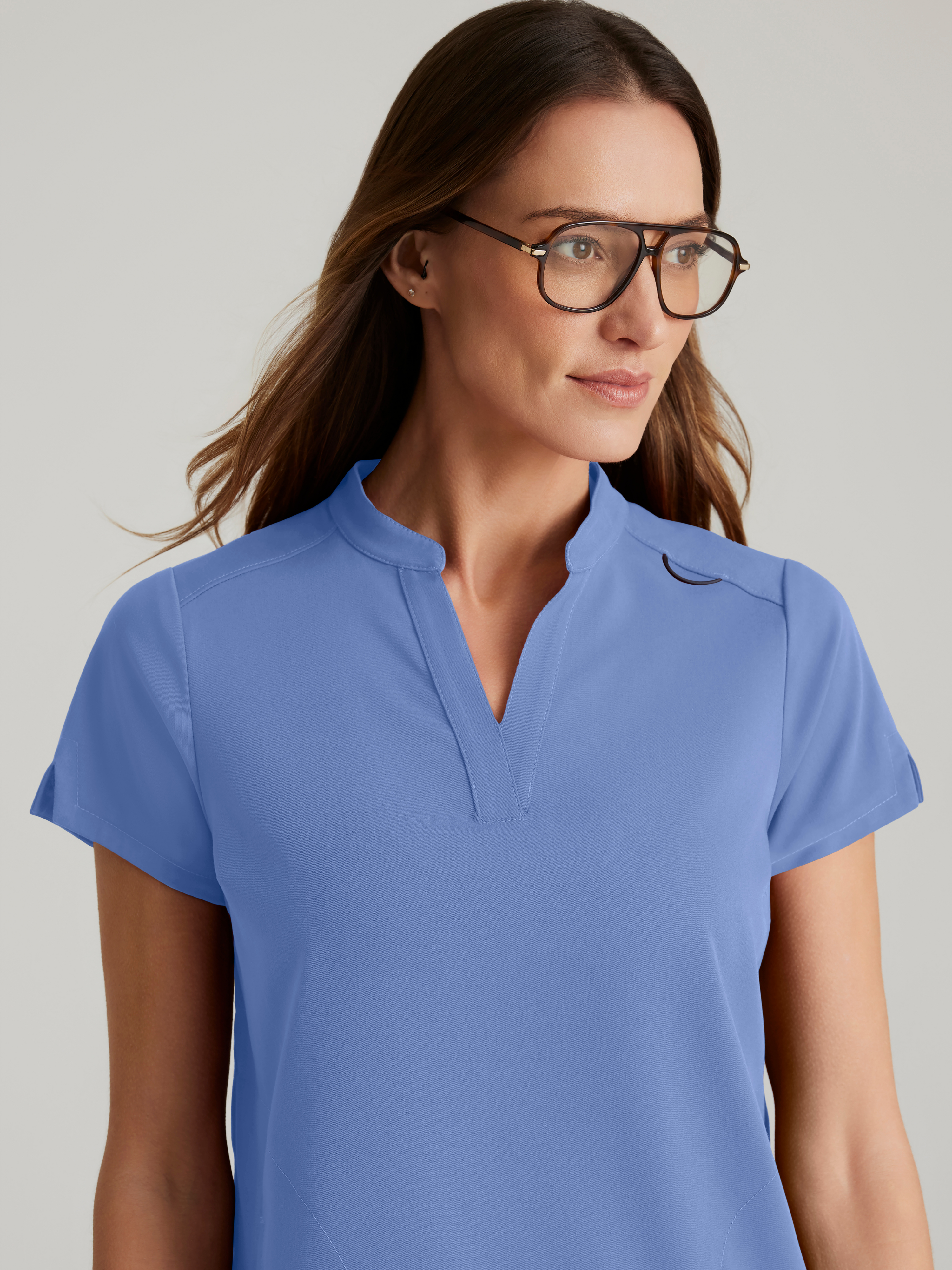 Avery 2-Pocket Banded Collar Top Grey's Anatomy™ by BARCO® Spandex Stretch