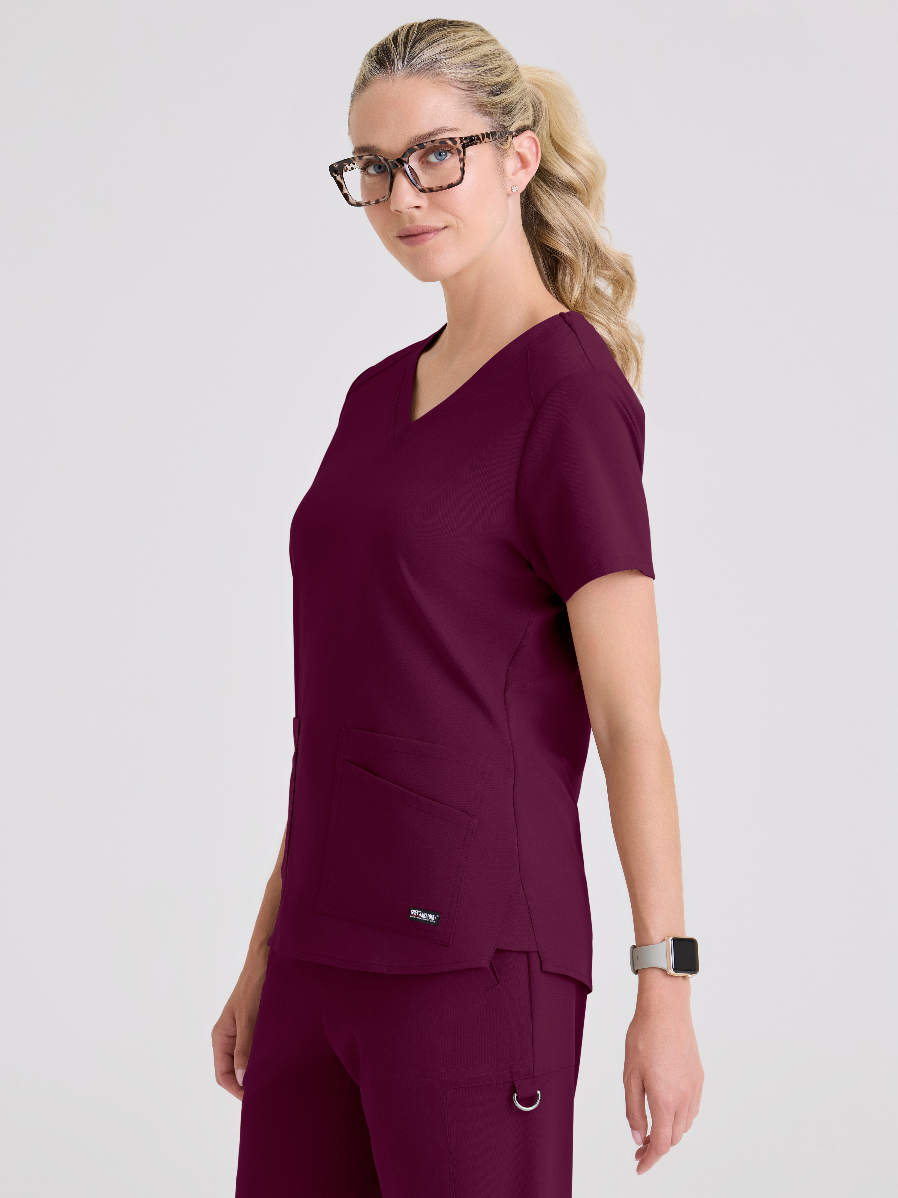 Emma 4-Pocket V-Neck Scrub Top Grey's Anatomy™ by BARCO® Spandex Stretch