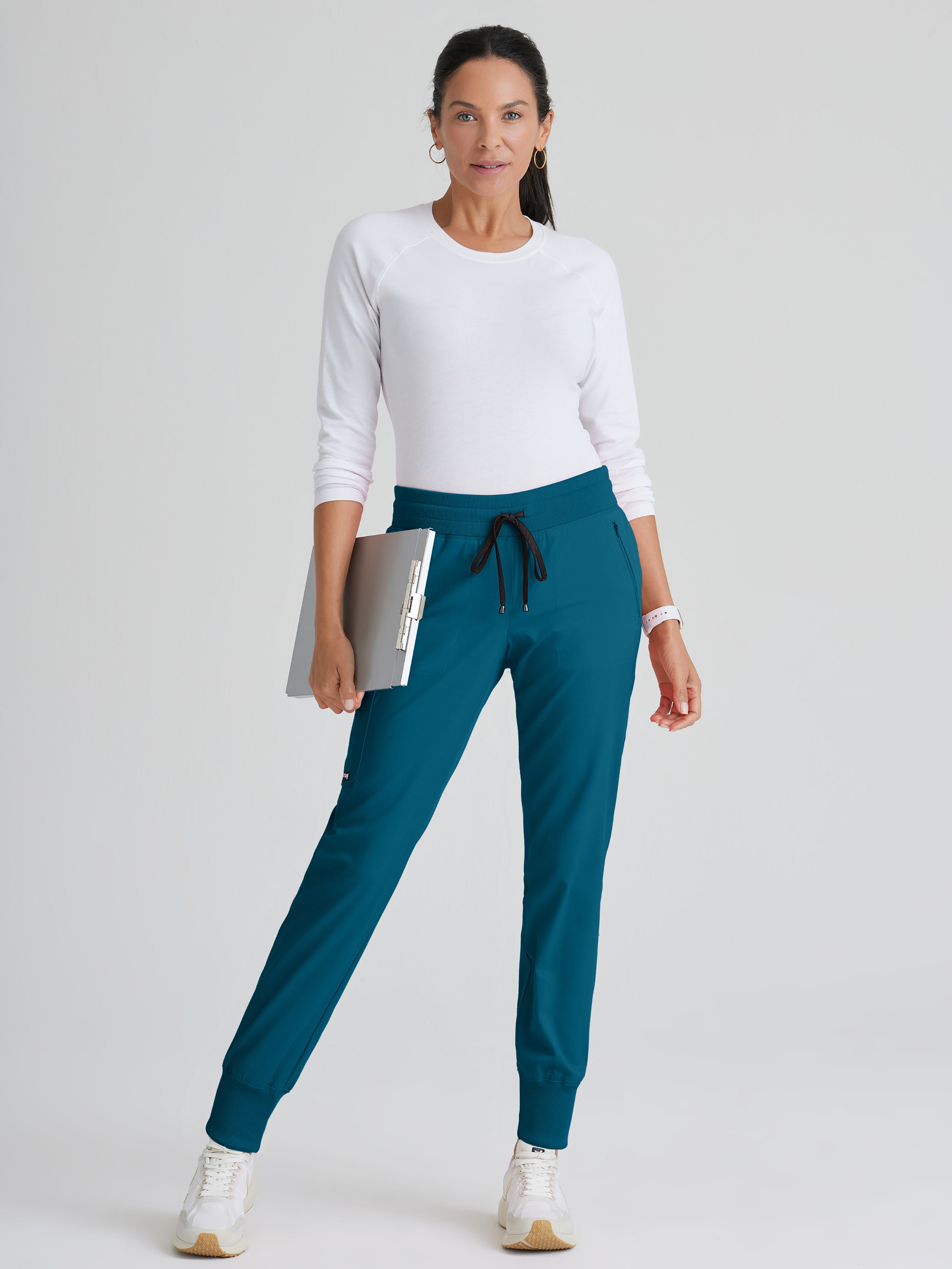 Eden 5-Pocket Mid-Rise Jogger Scrub Pant Grey's Anatomy™ by BARCO® Spandex Stretch