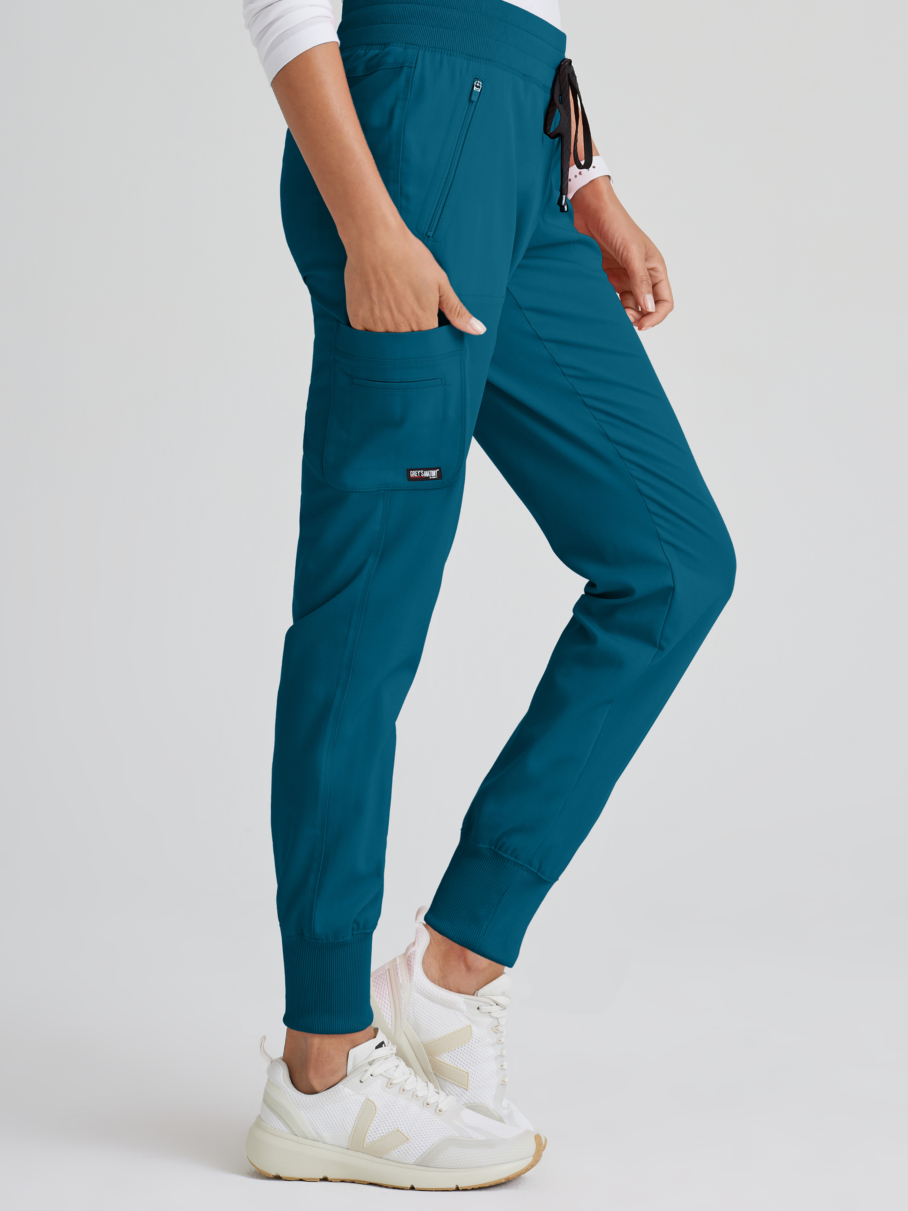 Eden 5-Pocket Mid-Rise Jogger Scrub Pant Grey's Anatomy™ by BARCO® Spandex Stretch