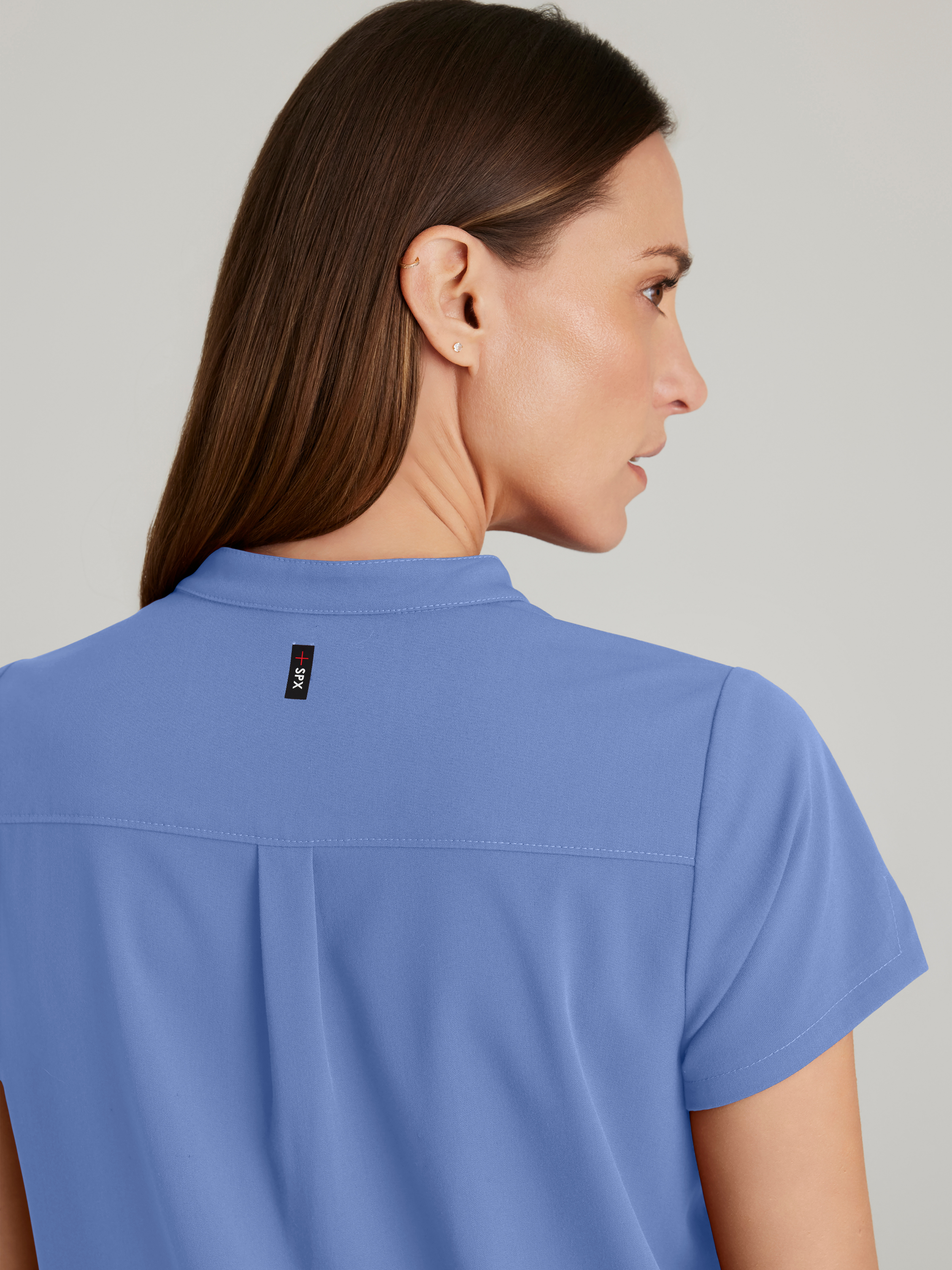 Avery 2-Pocket Banded Collar Top Grey's Anatomy™ by BARCO® Spandex Stretch
