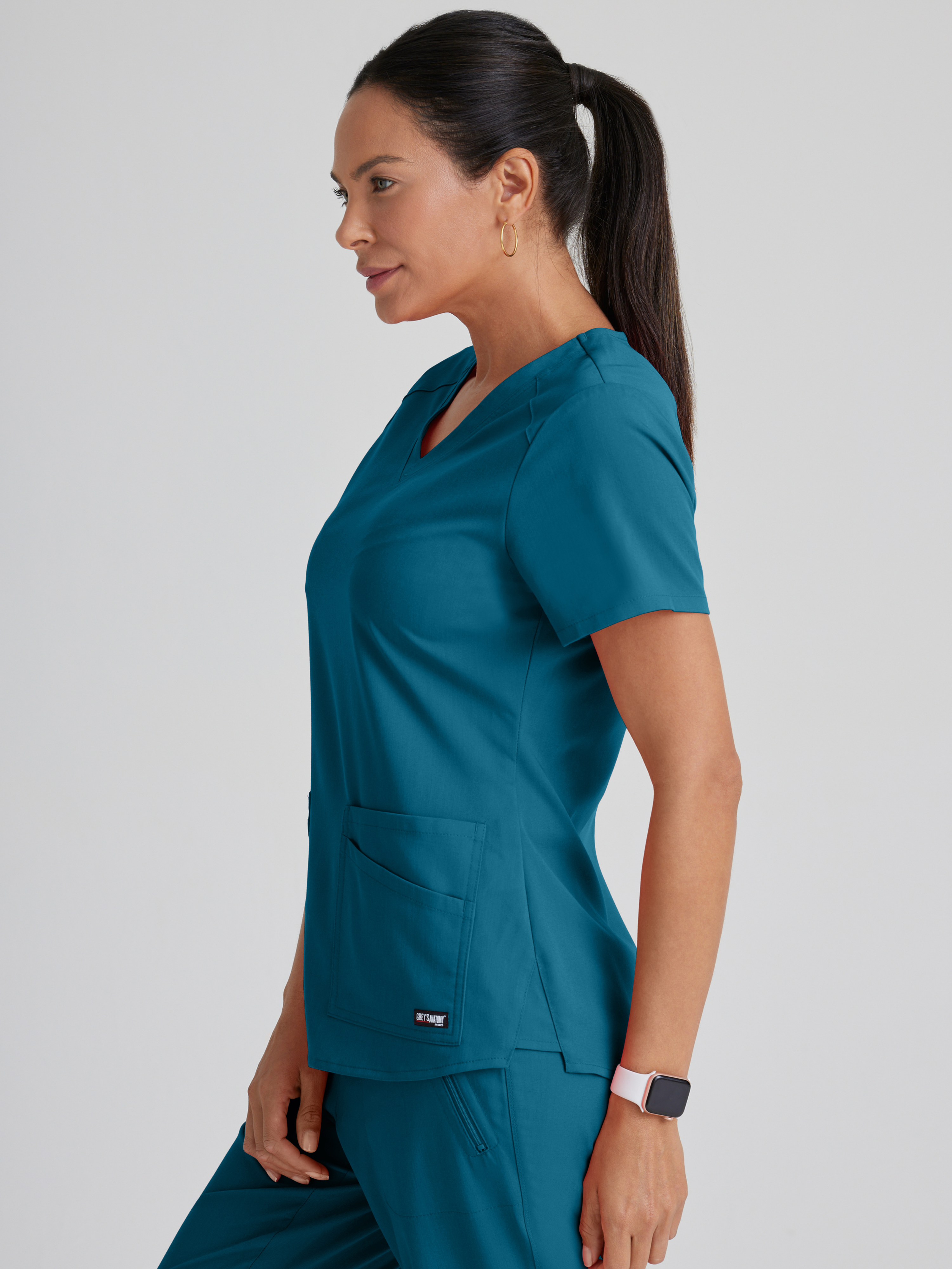 Emma 4-Pocket V-Neck Scrub Top Grey's Anatomy™ by BARCO® Spandex Stretch