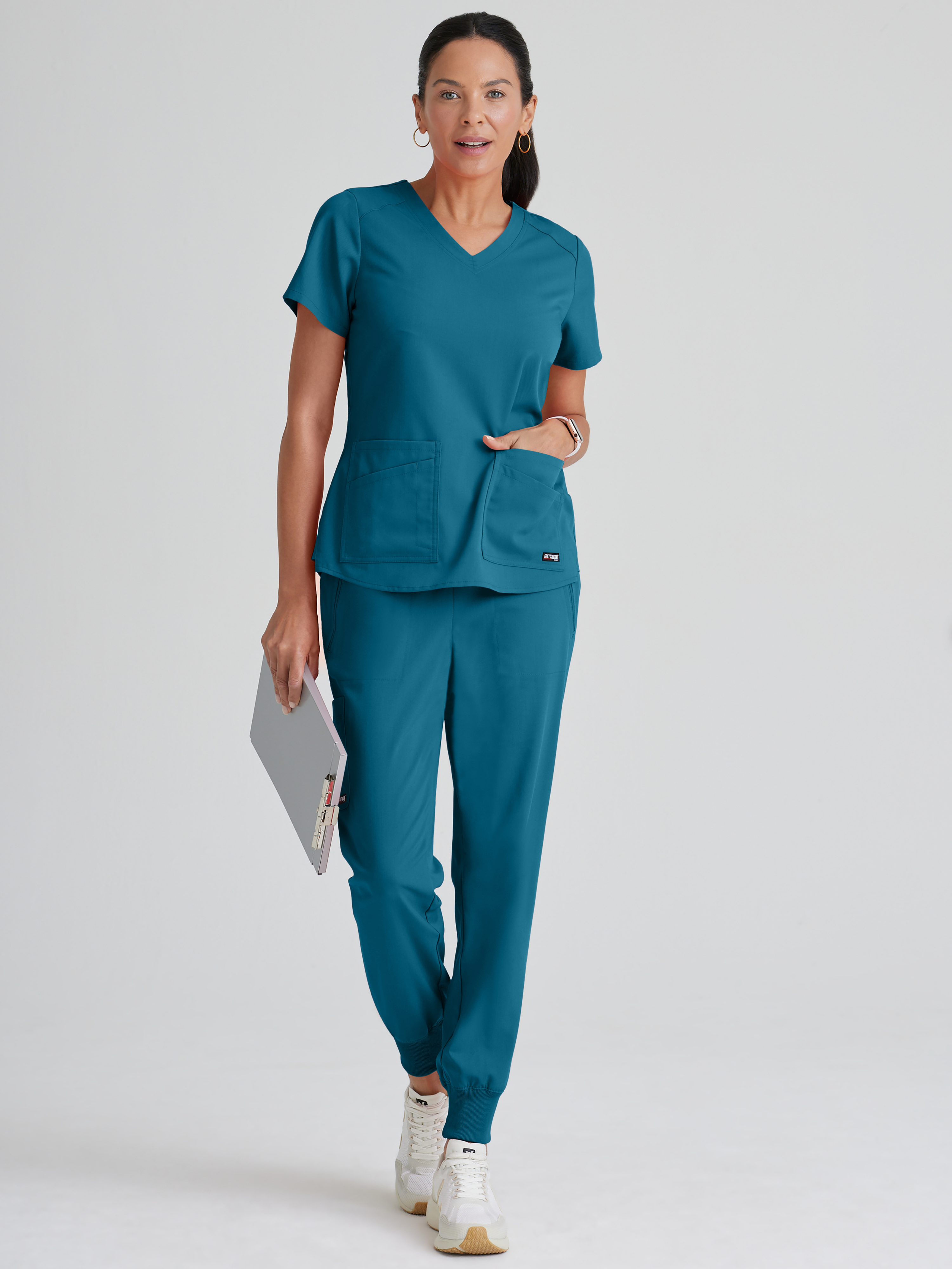 Emma 4-Pocket V-Neck Scrub Top Grey's Anatomy™ by BARCO® Spandex Stretch