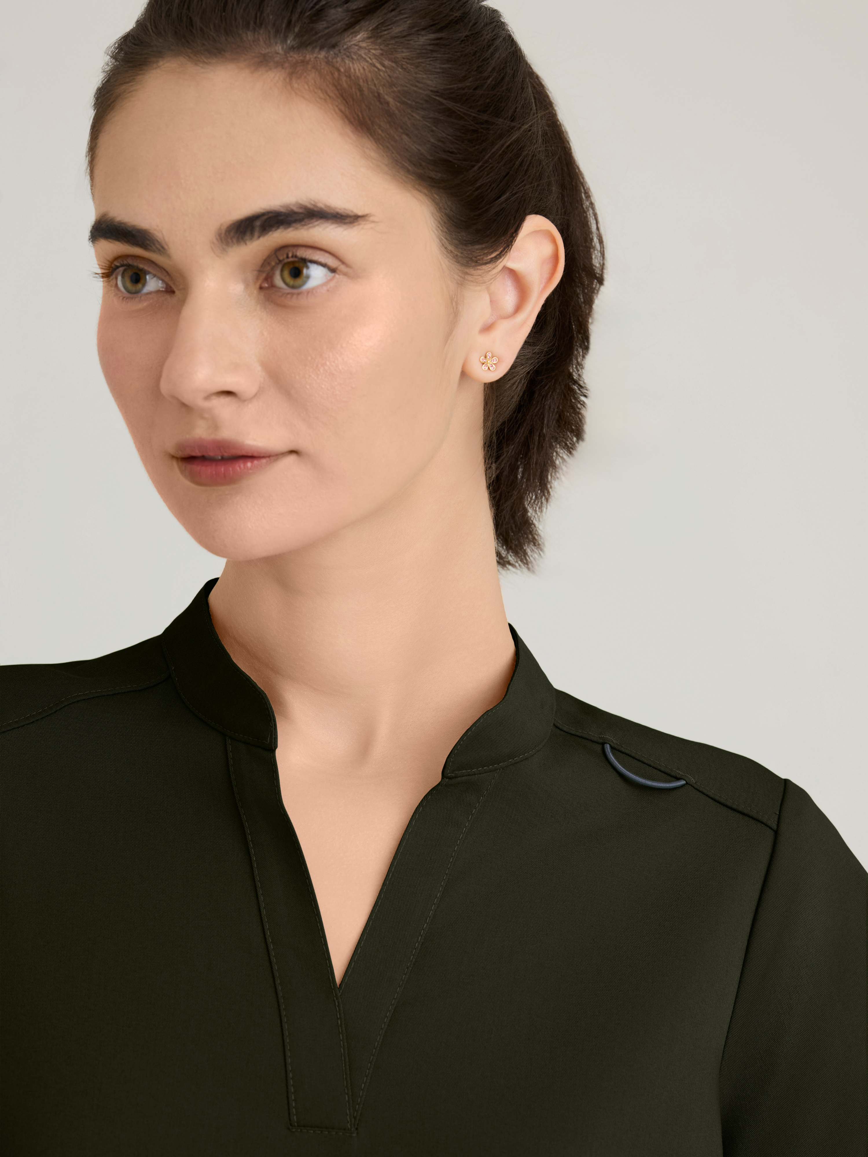 Avery 2-Pocket Banded Collar Top Grey's Anatomy™ by BARCO® Spandex Stretch