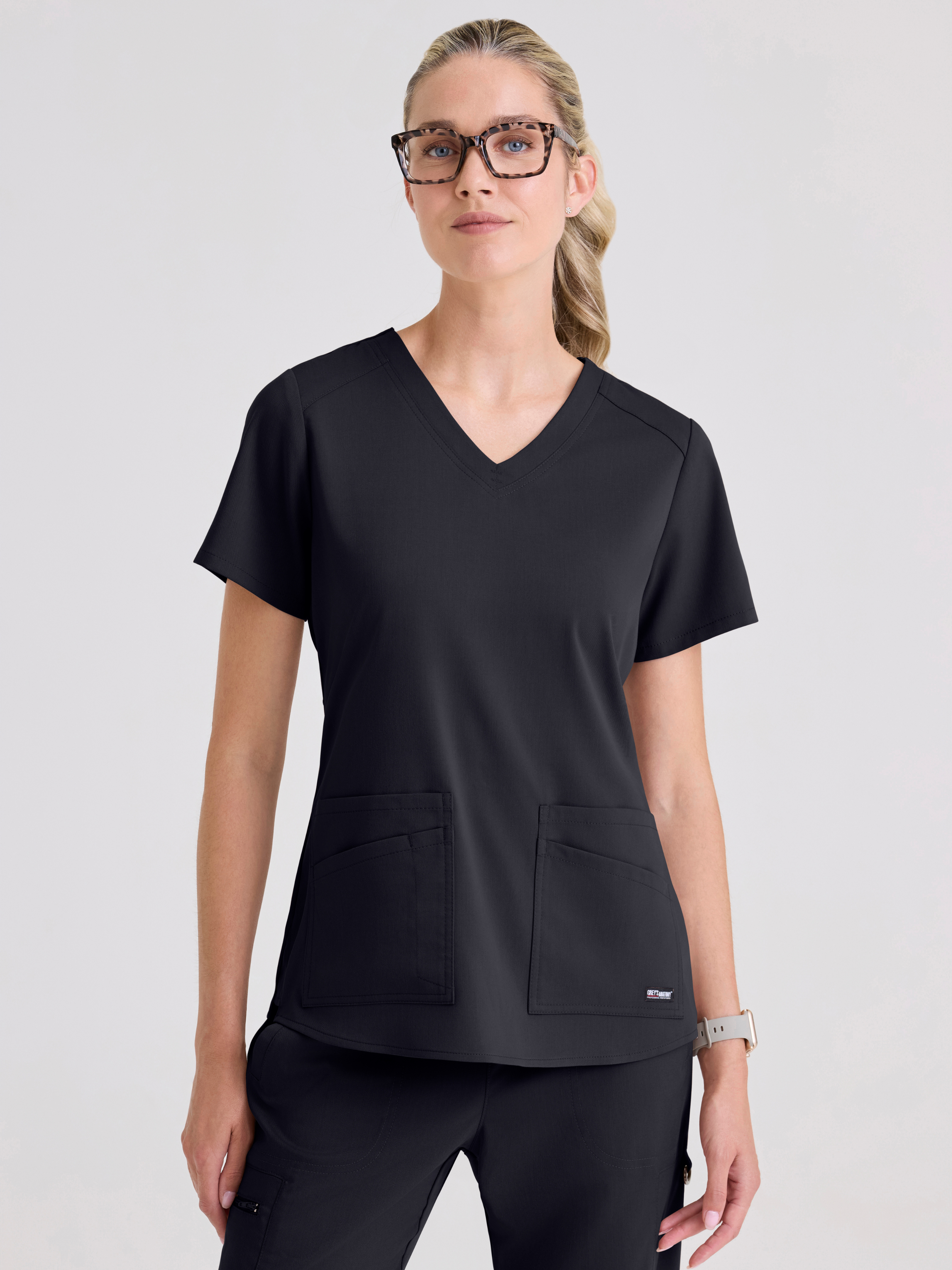Emma 4-Pocket V-Neck Scrub Top Grey's Anatomy™ by BARCO® Spandex Stretch