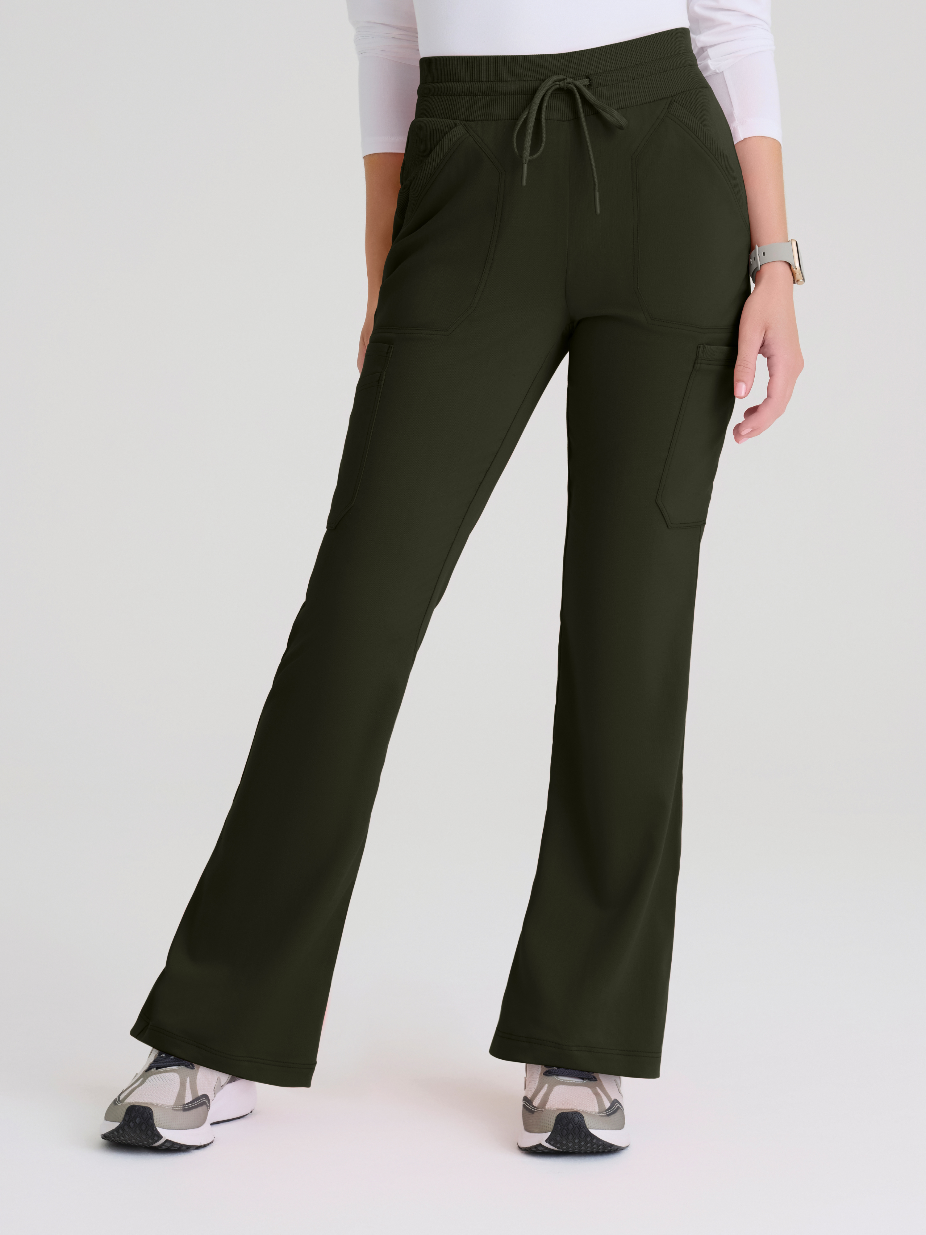 Kristi 7-Pocket Knit Waistband Fit & Flare Pant Grey's Anatomy™ by BARCO® Spandex Stretch
