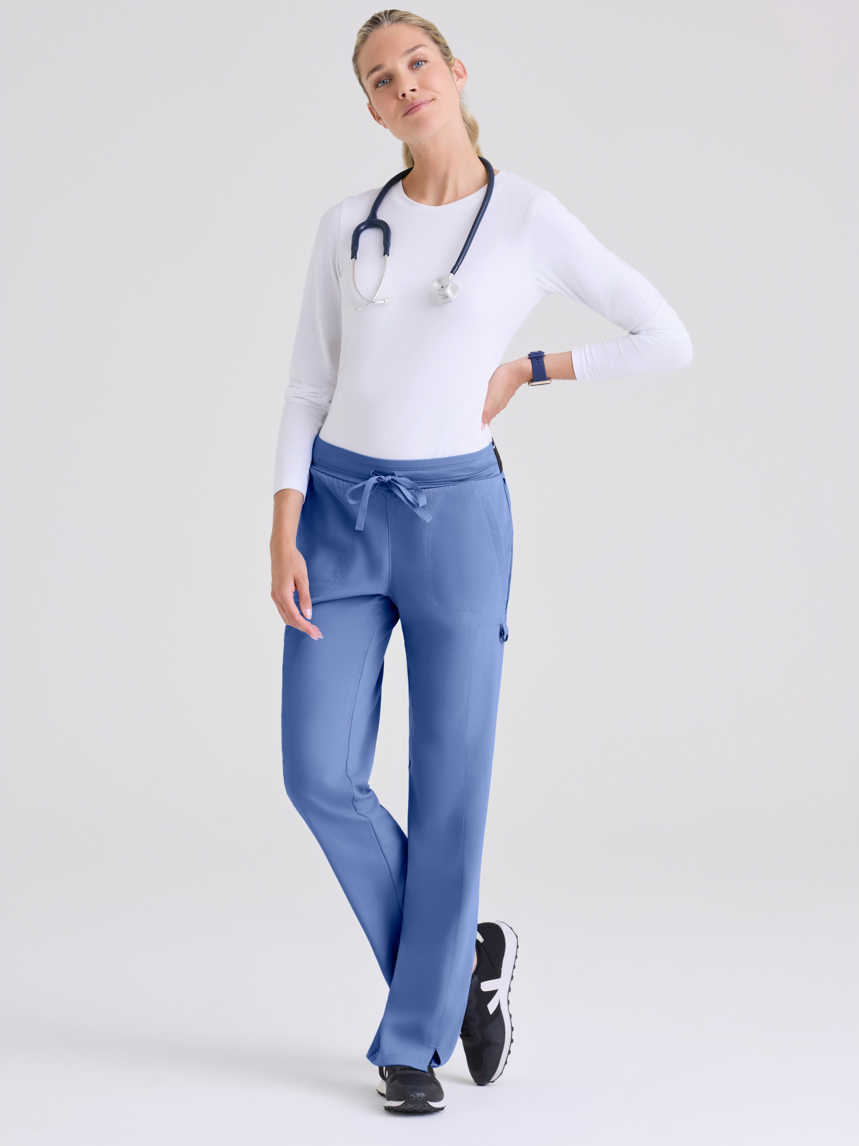 Kim 3-Pocket Mid-Rise Straight Leg Scrub Pant Grey's Anatomy™ by BARCO® Spandex Stretch