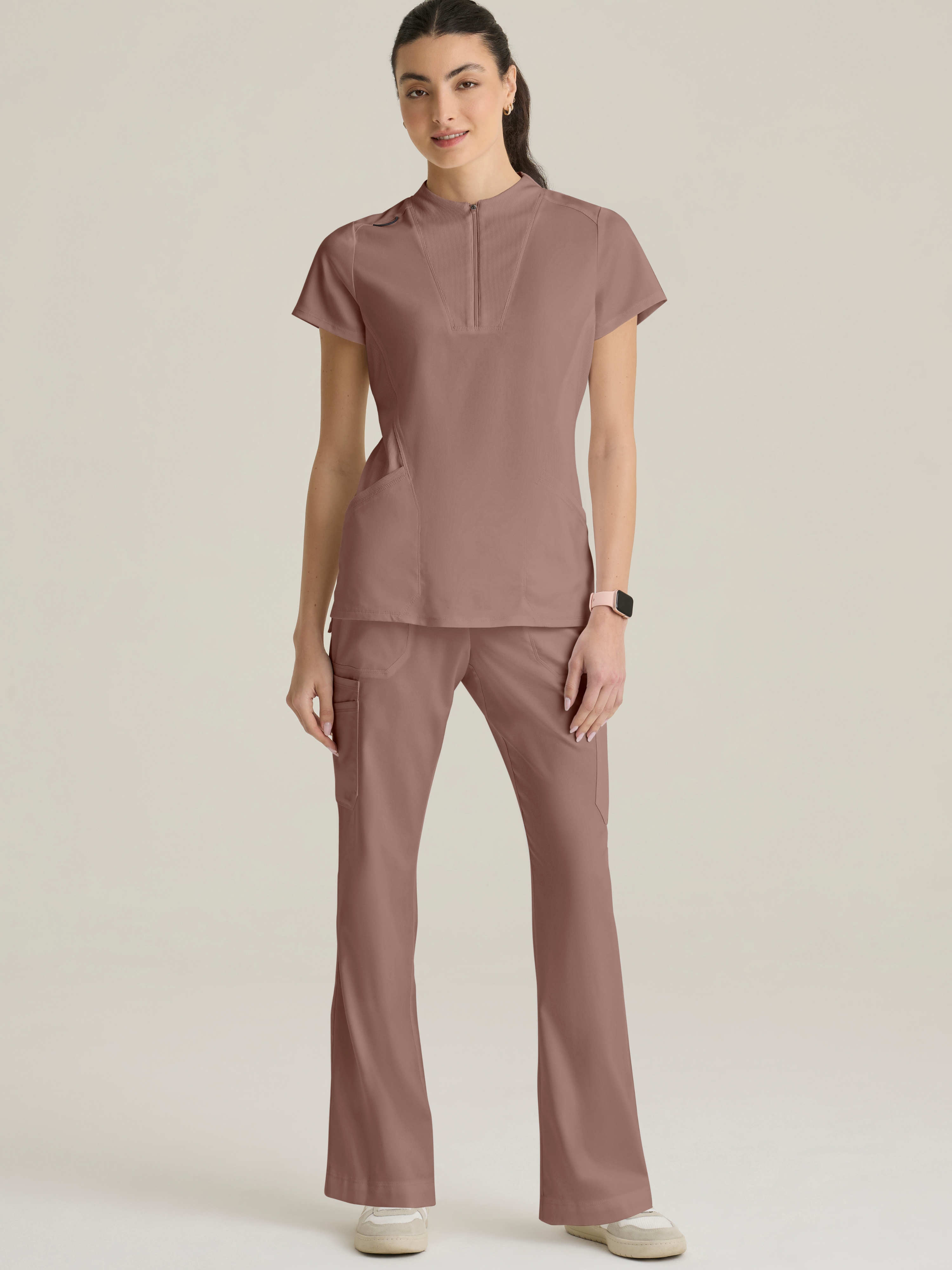 Kristi 2-Pocket Knit Micro-Funnel Top Grey's Anatomy™ by BARCO® Spandex Stretch