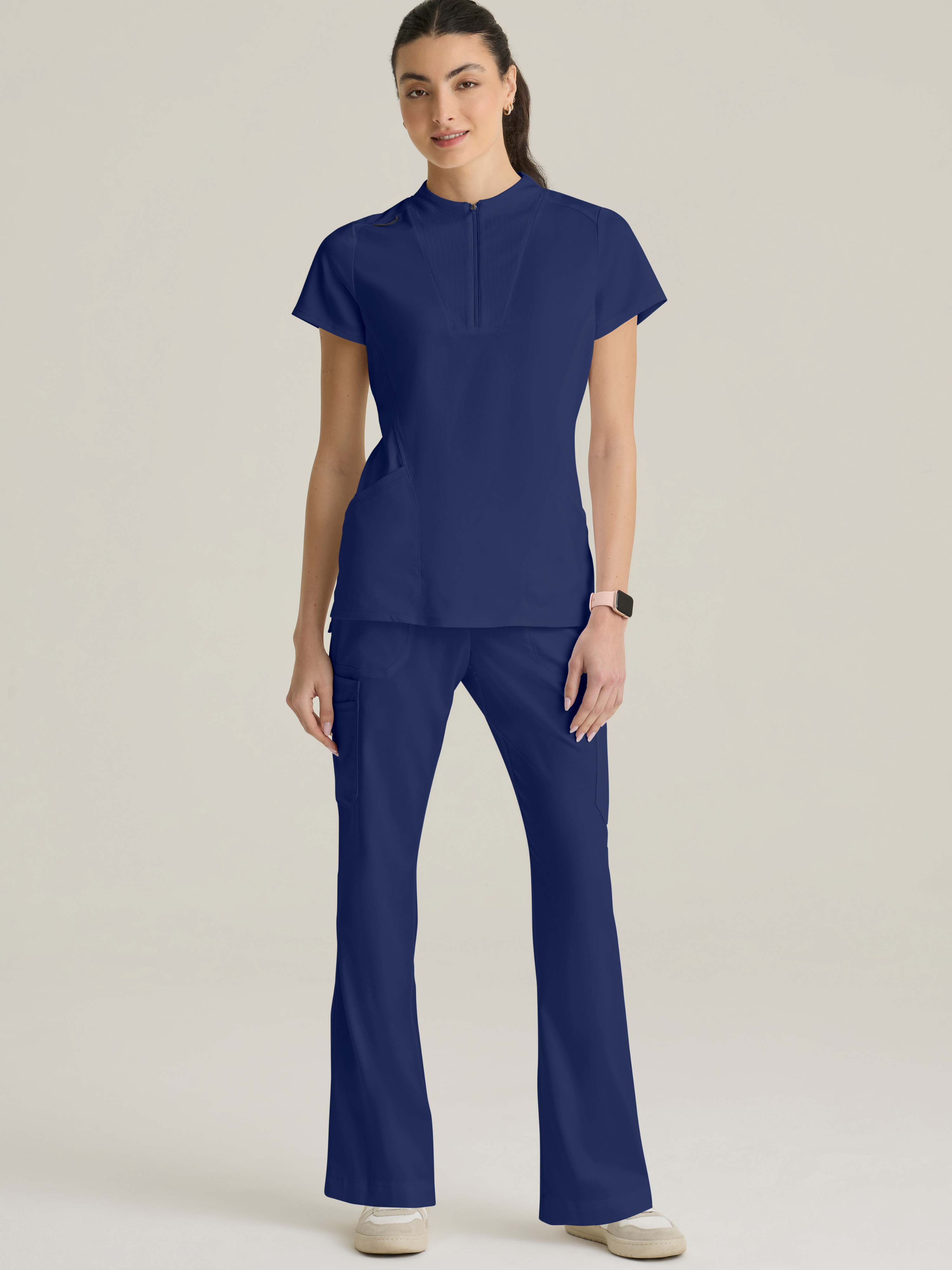 Kristi 2-Pocket Knit Micro-Funnel Top Grey's Anatomy™ by BARCO® Spandex Stretch