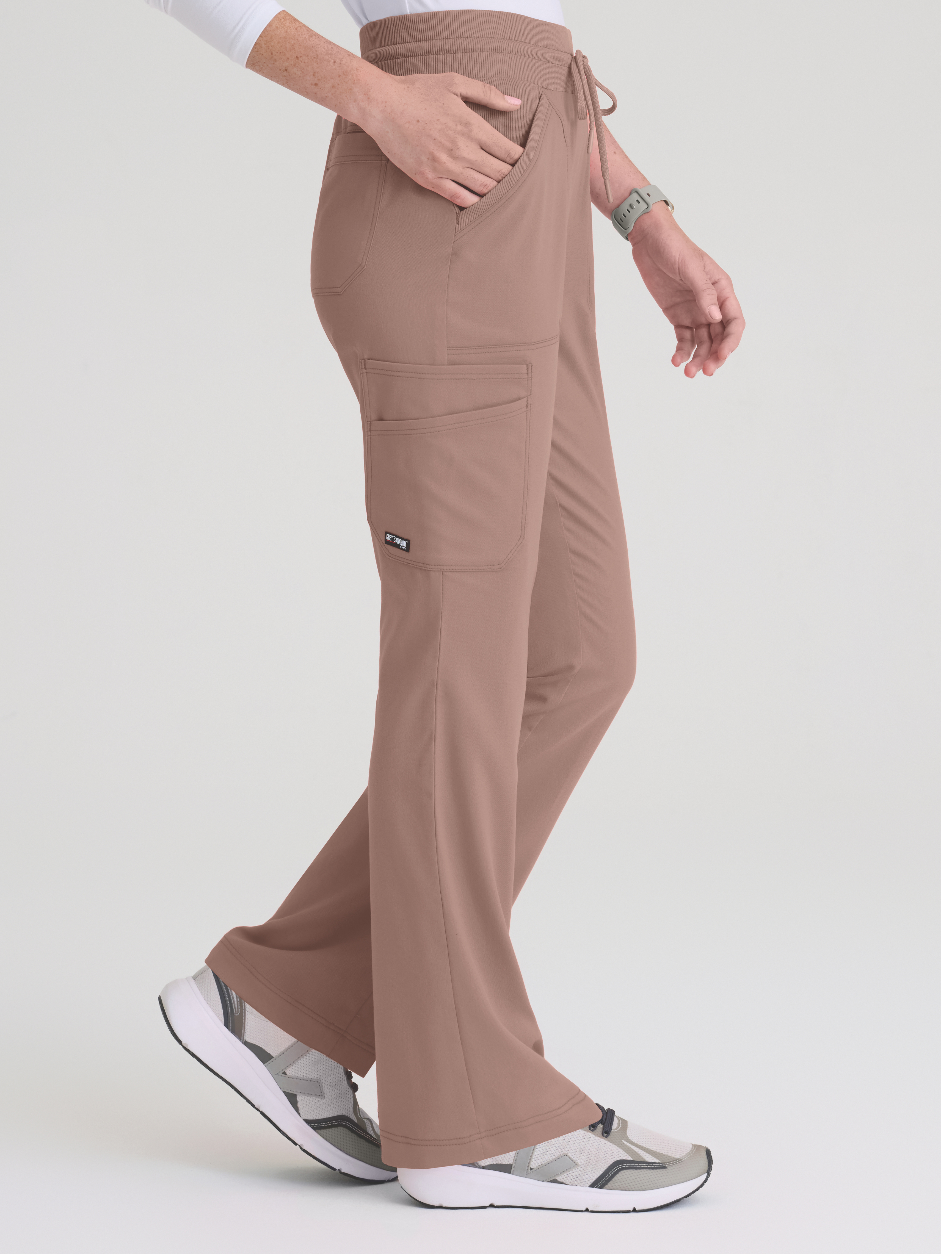 Kristi 7-Pocket Knit Waistband Fit & Flare Pant Grey's Anatomy™ by BARCO® Spandex Stretch