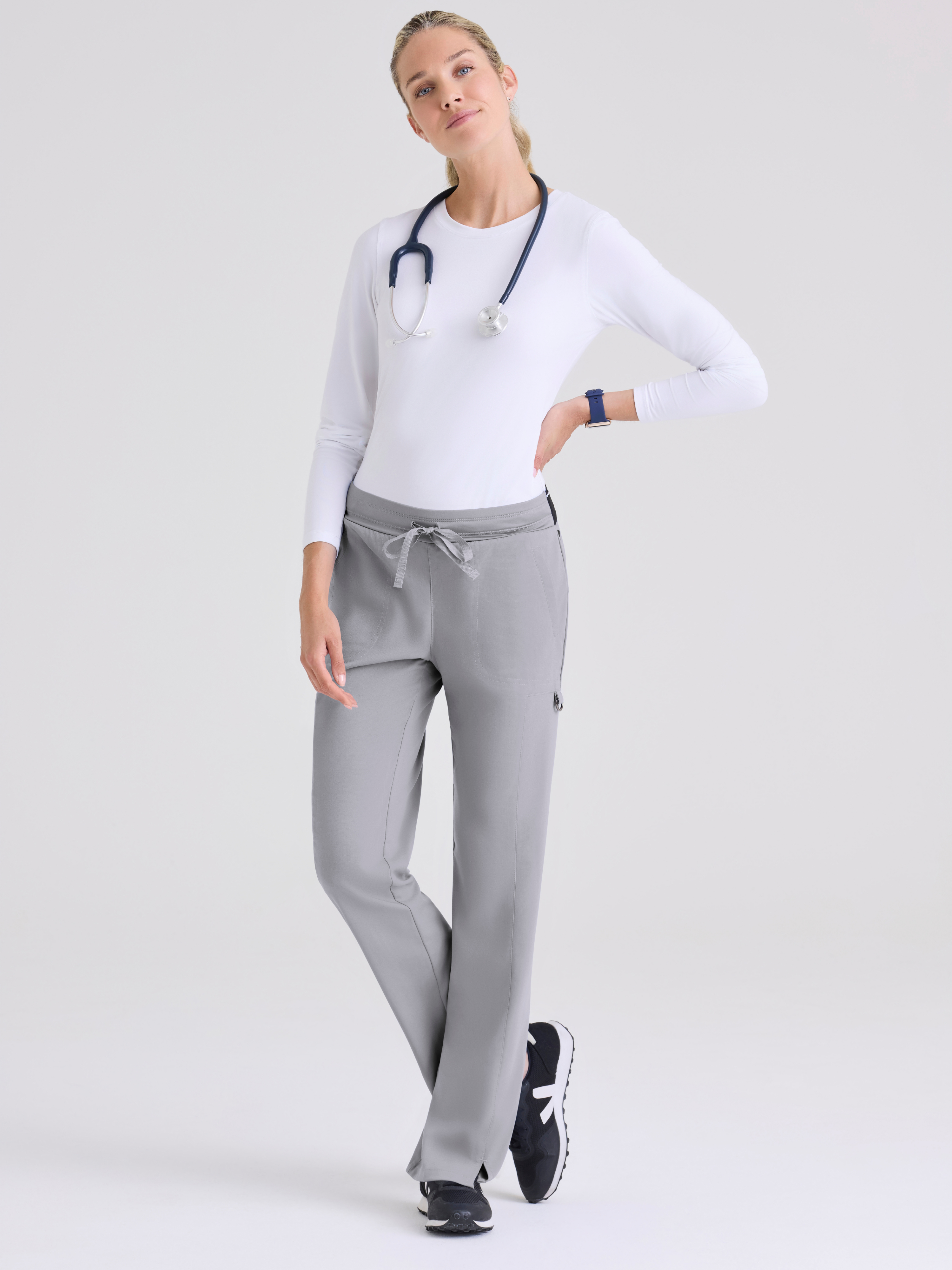 Kim 3-Pocket Mid-Rise Straight Leg Scrub Pant Grey's Anatomy™ by BARCO® Spandex Stretch